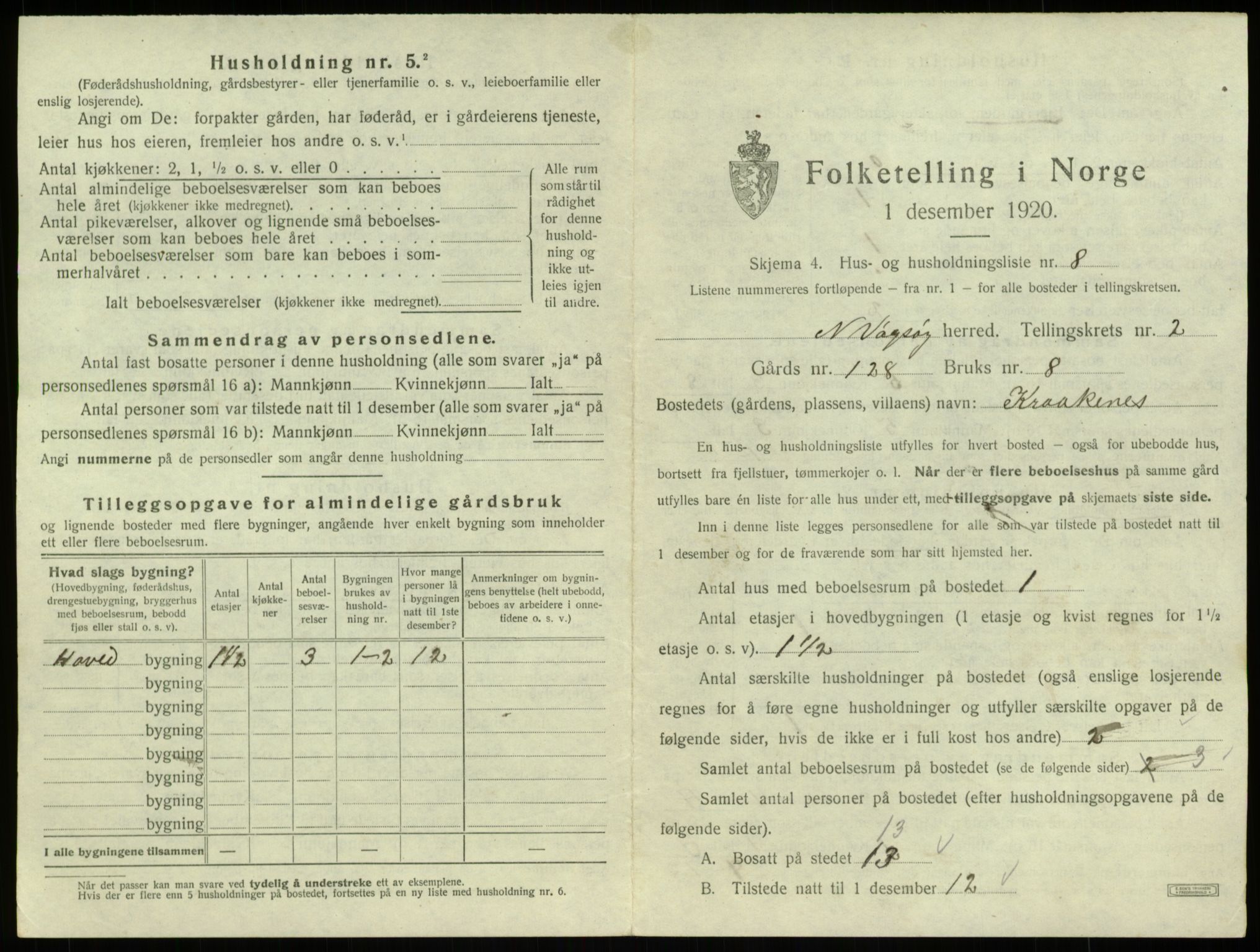 SAB, 1920 census for Nord-Vågsøy, 1920, p. 113