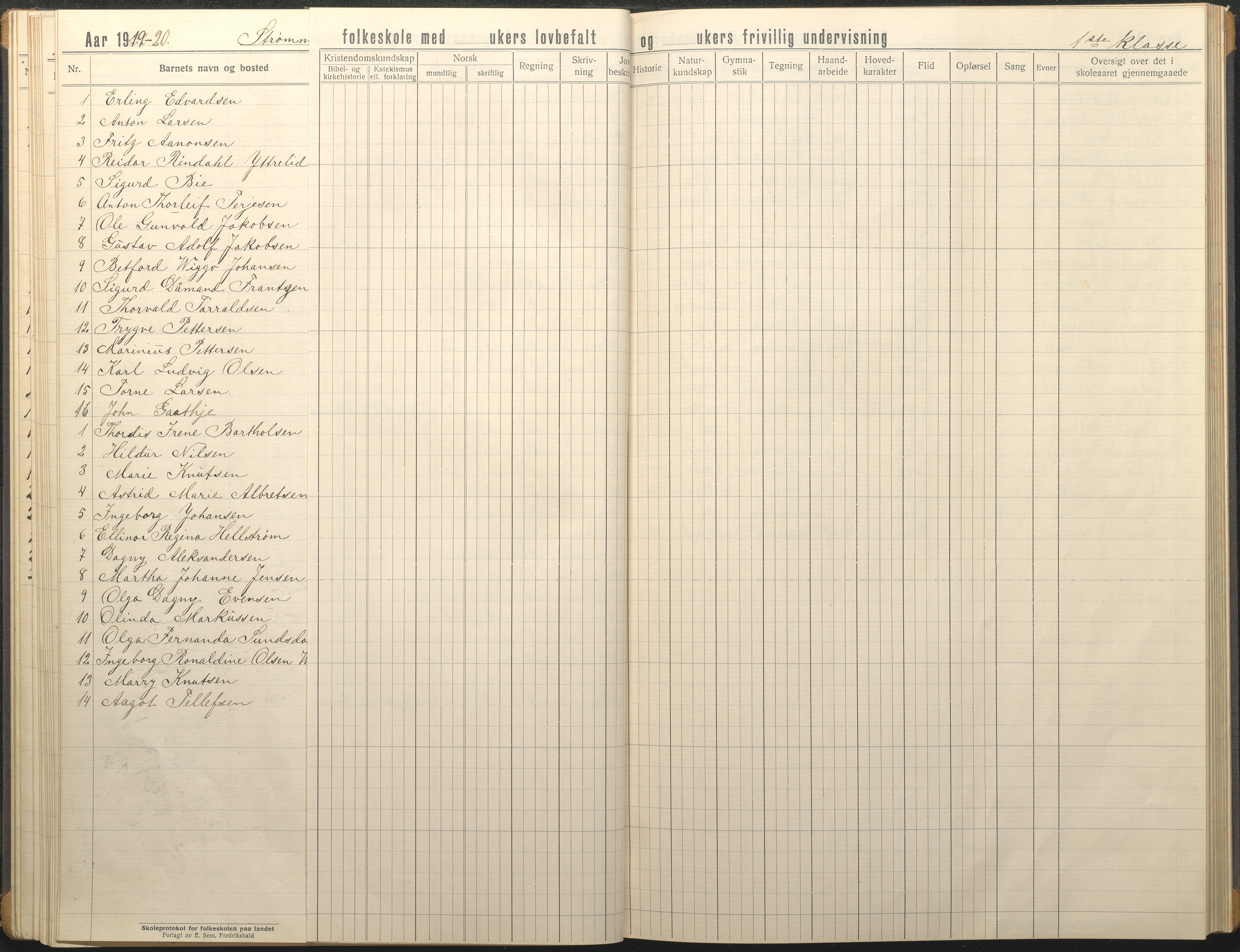 Øyestad kommune frem til 1979, AAKS/KA0920-PK/06/06G/L0012: Skoleprotokoll, 1919-1926