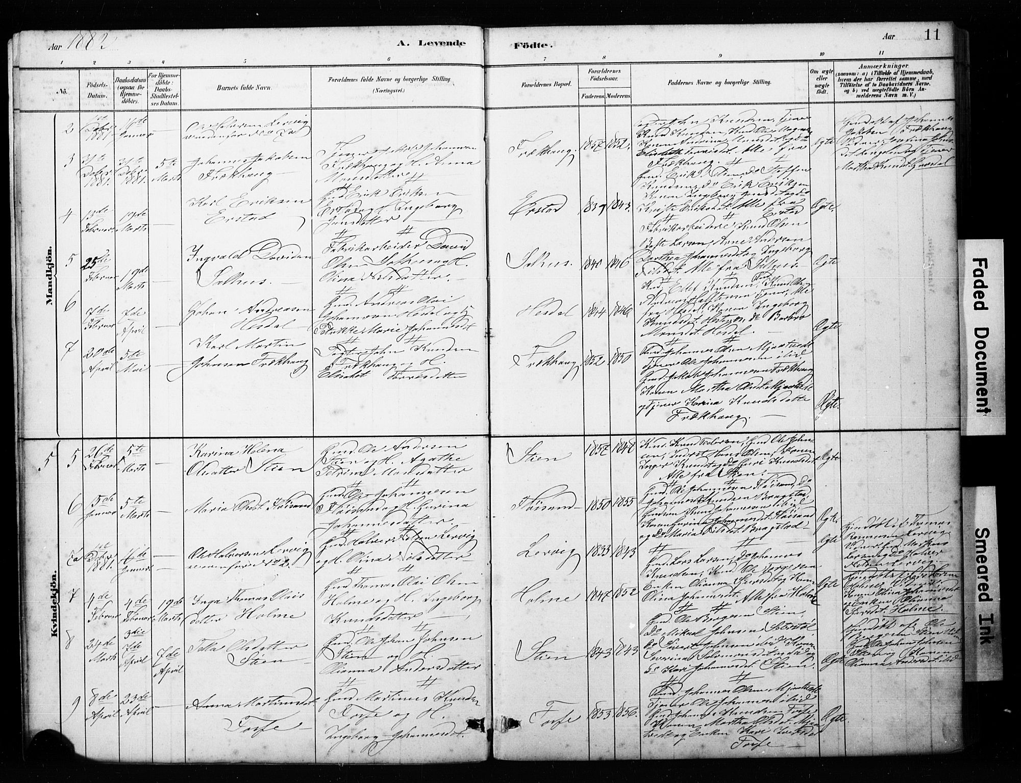 Alversund Sokneprestembete, SAB/A-73901/H/Ha/Hab: Parish register (copy) no. C 3, 1881-1894, p. 11