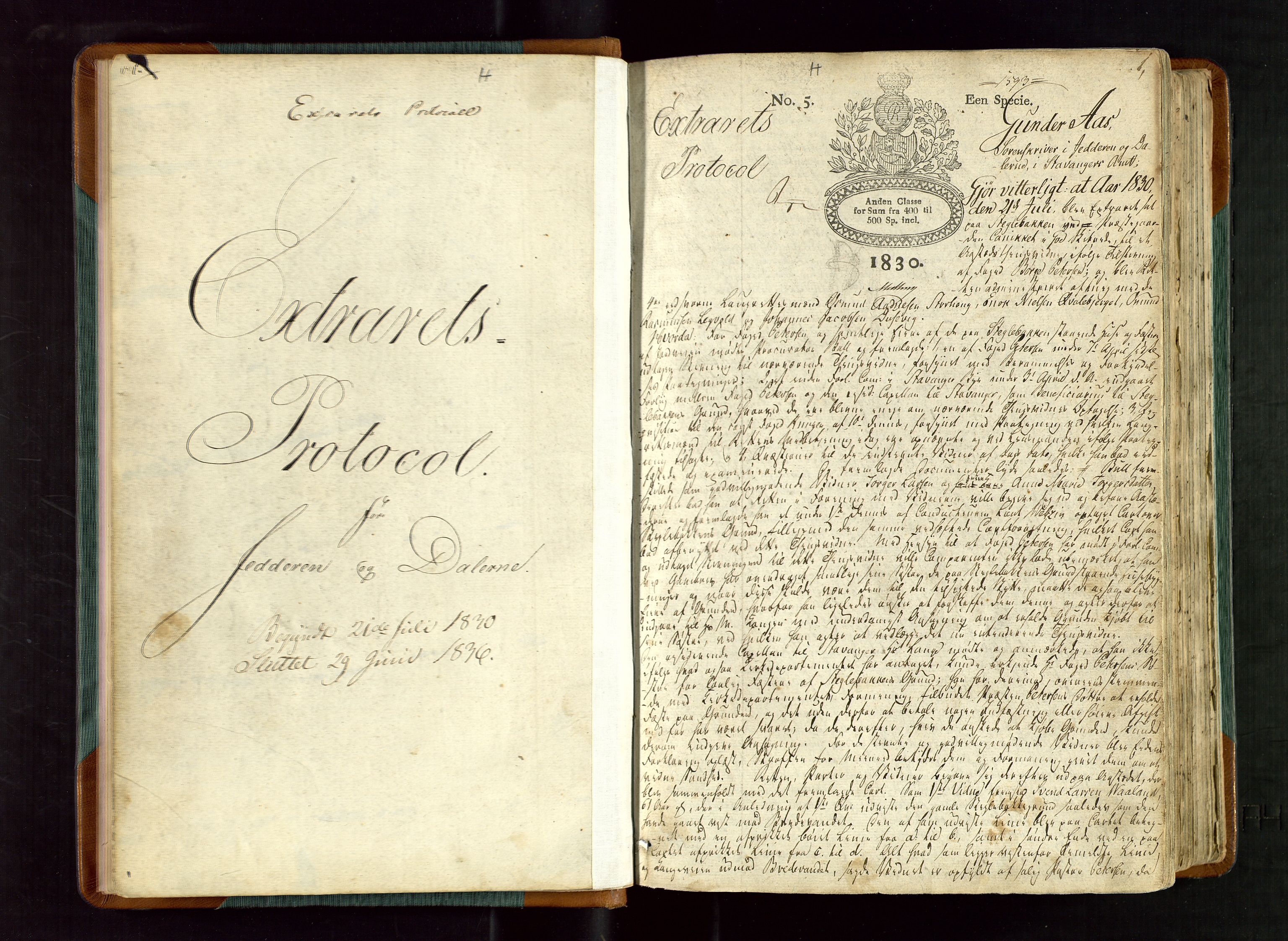 Jæren og Dalane sorenskriveri, AV/SAST-A-100306/3/30/30BBB/L0001: EKSTRARETTSPROTOKOLL - DALANE, 1830-1836, p. 0b-1a