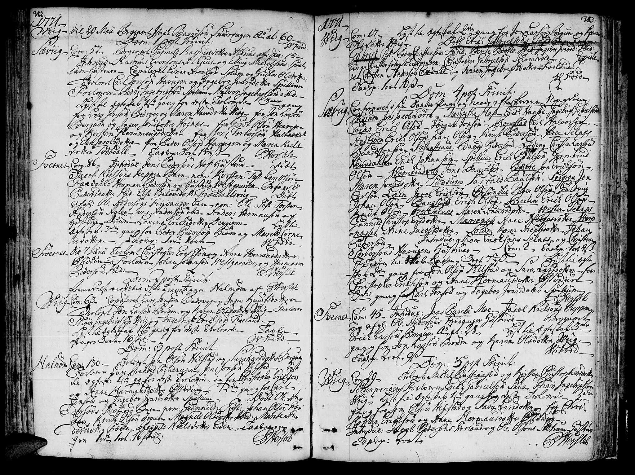 Ministerialprotokoller, klokkerbøker og fødselsregistre - Nord-Trøndelag, SAT/A-1458/773/L0607: Parish register (official) no. 773A01, 1751-1783, p. 382-383