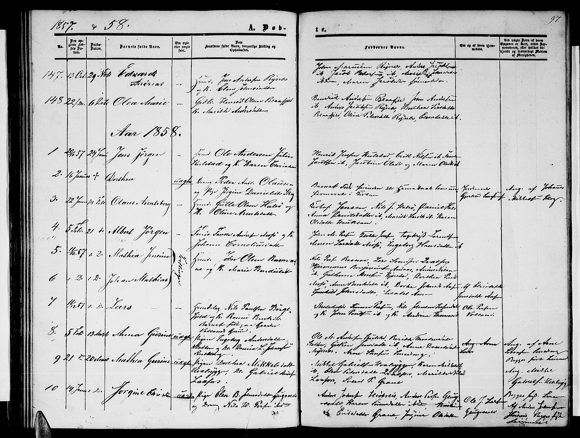 Ministerialprotokoller, klokkerbøker og fødselsregistre - Nordland, AV/SAT-A-1459/820/L0301: Parish register (copy) no. 820C03, 1851-1858, p. 97