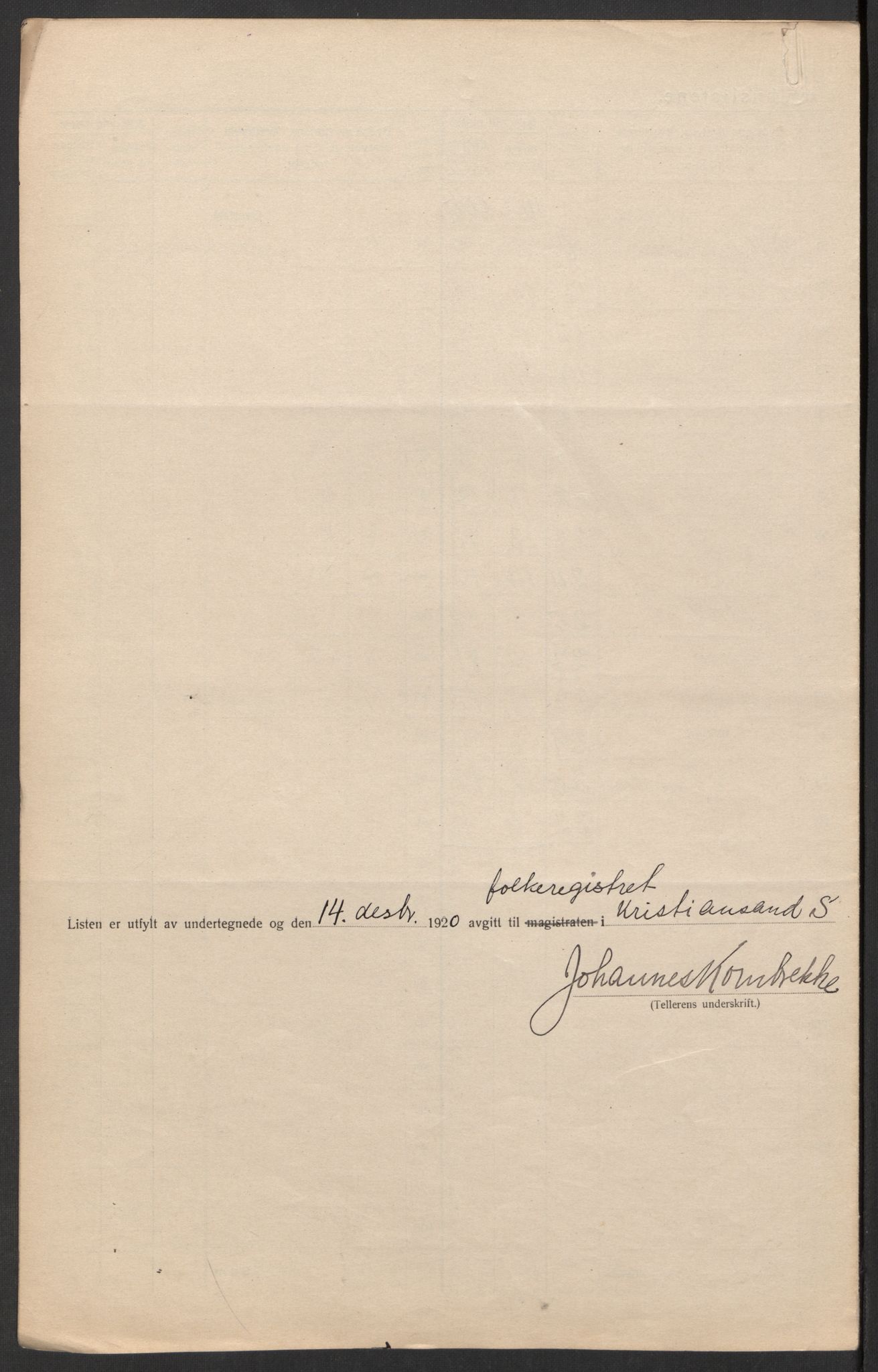 SAK, 1920 census for Kristiansand, 1920, p. 81