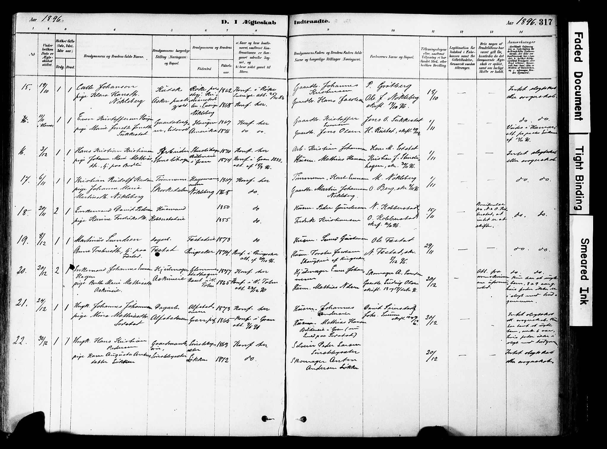 Østre Toten prestekontor, AV/SAH-PREST-104/H/Ha/Haa/L0006: Parish register (official) no. 6 /1, 1878-1896, p. 317