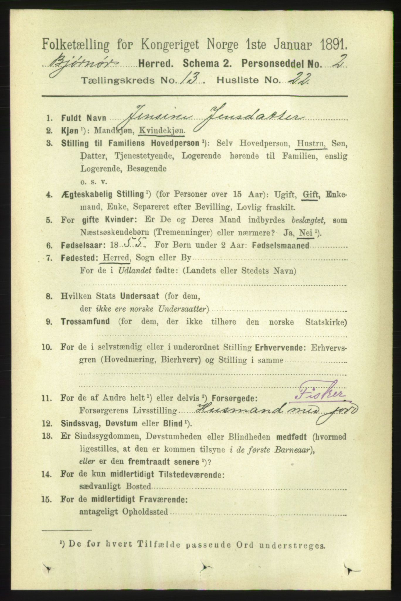 RA, 1891 census for 1632 Bjørnør, 1891, p. 5690