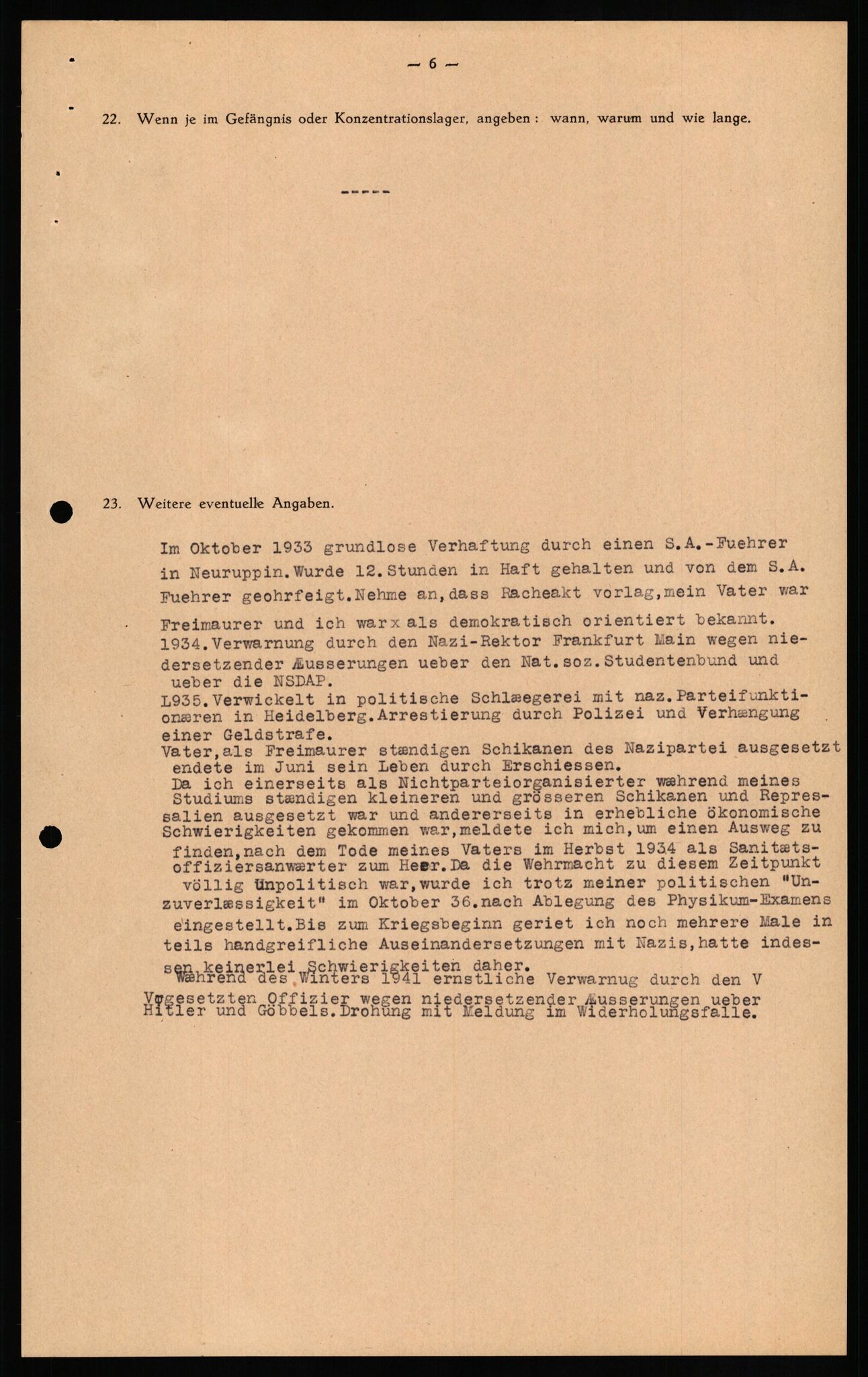 Forsvaret, Forsvarets overkommando II, AV/RA-RAFA-3915/D/Db/L0022: CI Questionaires. Tyske okkupasjonsstyrker i Norge. Tyskere., 1945-1946, p. 441