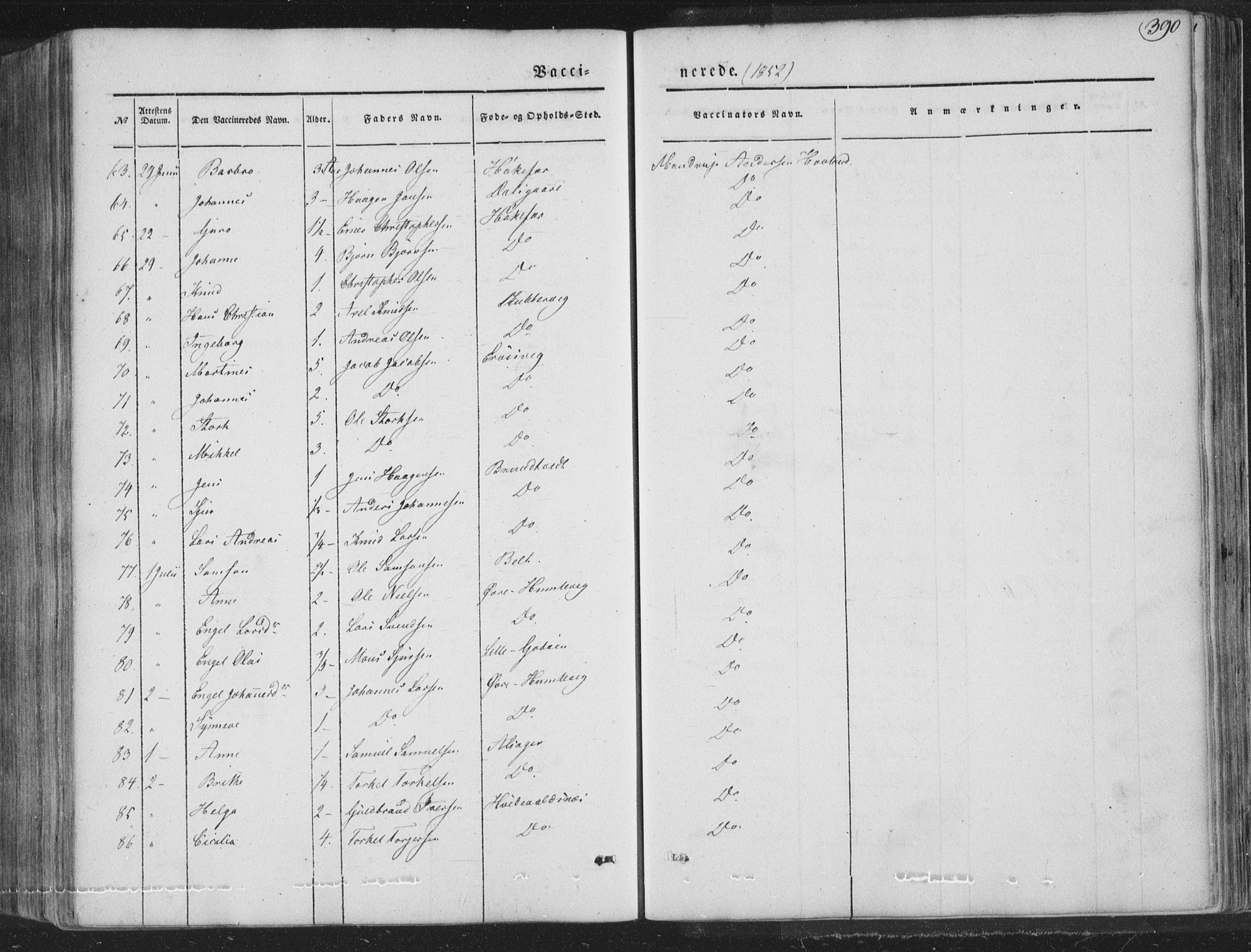 Tysnes sokneprestembete, AV/SAB-A-78601/H/Haa: Parish register (official) no. A 10, 1848-1859, p. 390