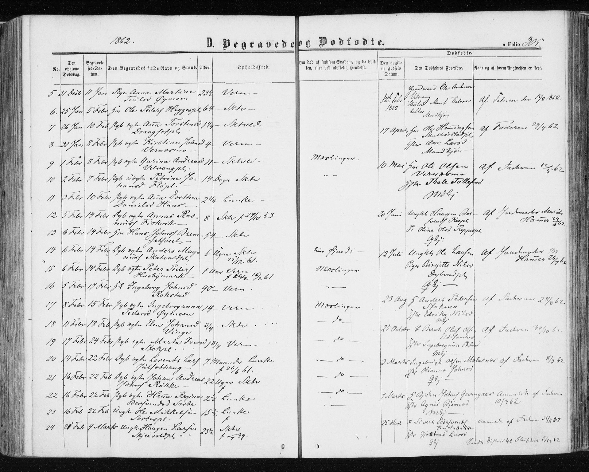 Ministerialprotokoller, klokkerbøker og fødselsregistre - Nord-Trøndelag, SAT/A-1458/709/L0075: Parish register (official) no. 709A15, 1859-1870, p. 305