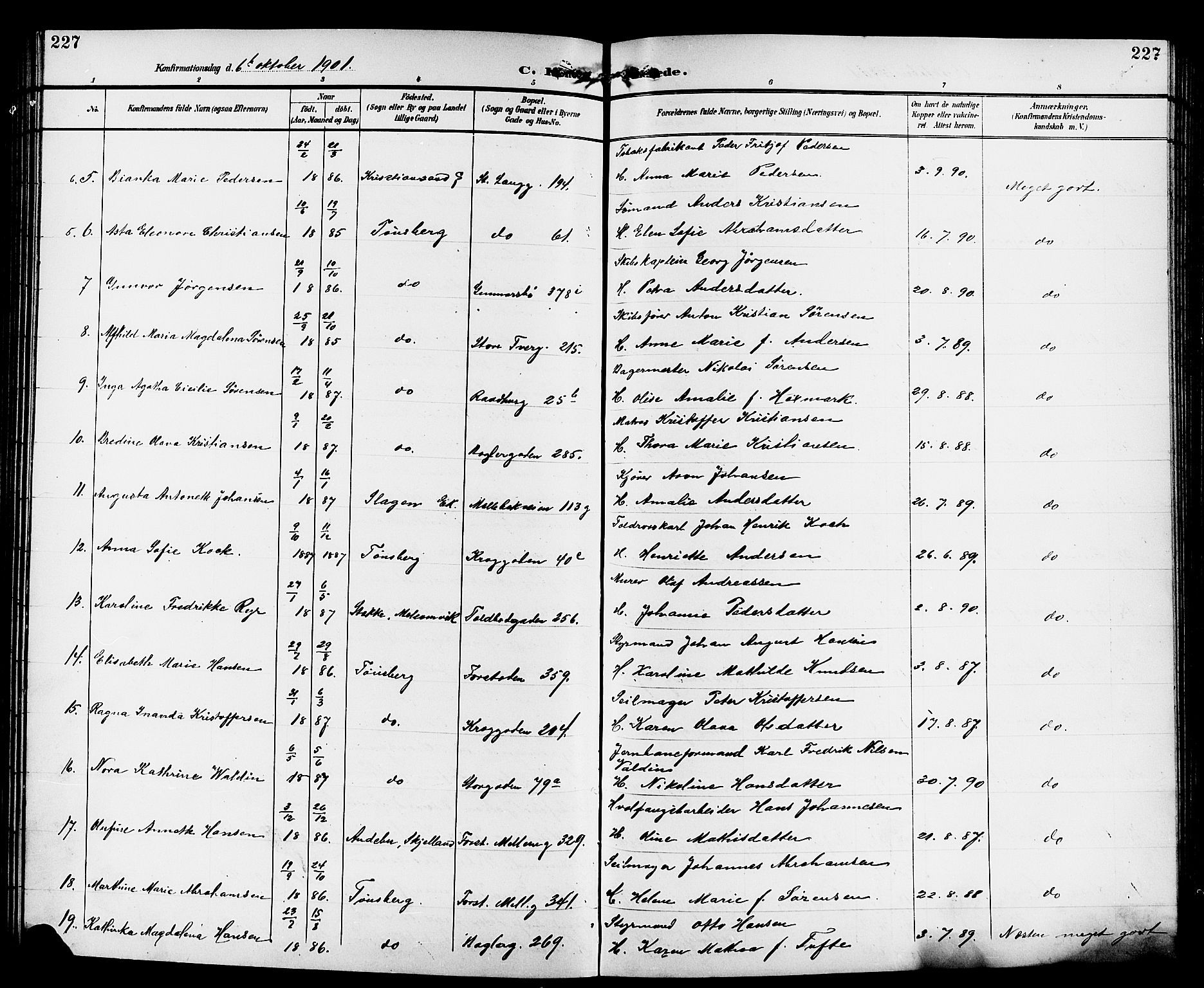 Tønsberg kirkebøker, AV/SAKO-A-330/G/Ga/L0007: Parish register (copy) no. 7, 1896-1904, p. 227