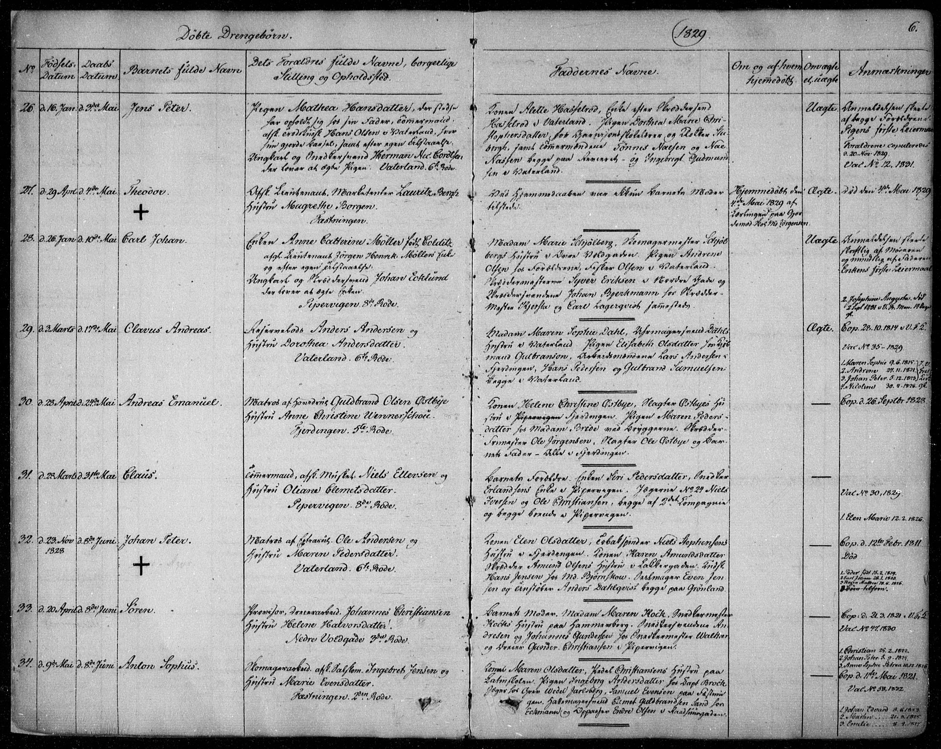 Garnisonsmenigheten Kirkebøker, SAO/A-10846/F/Fa/L0006: Parish register (official) no. 6, 1828-1841, p. 6
