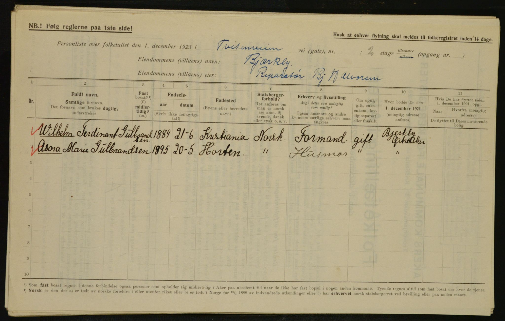 , Municipal Census 1923 for Aker, 1923, p. 34166