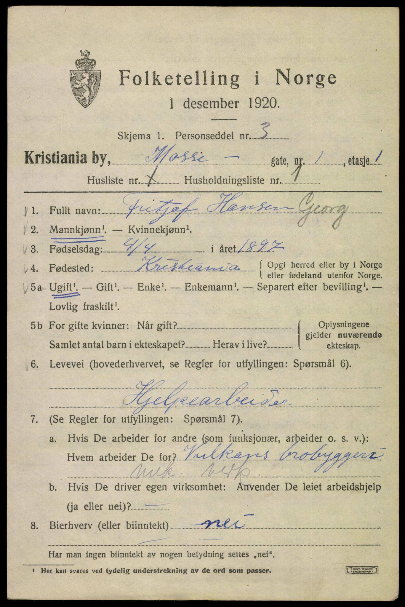 SAO, 1920 census for Kristiania, 1920, p. 396535