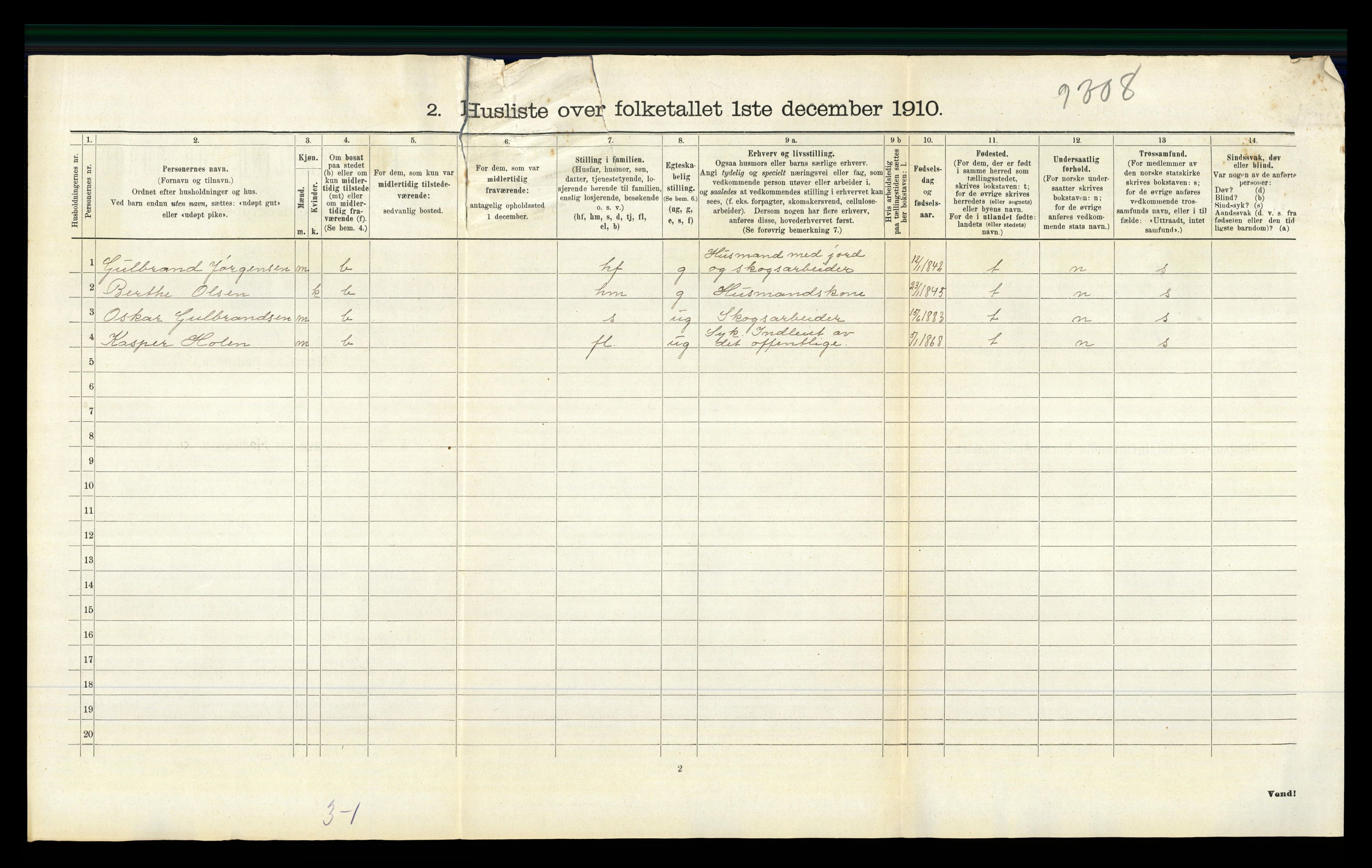 RA, 1910 census for Sør-Odal, 1910, p. 1719