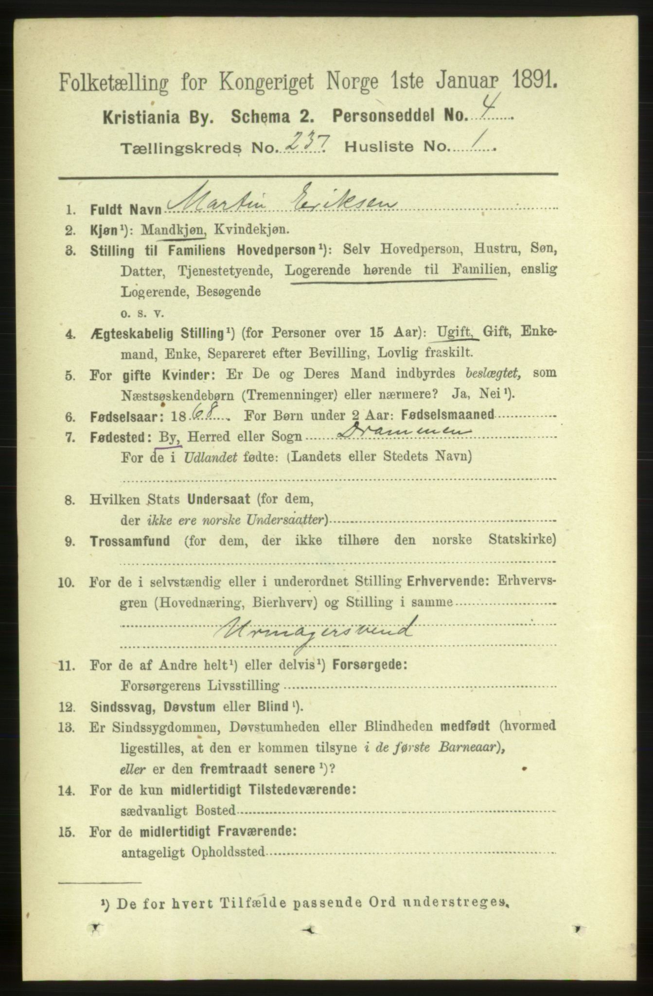 RA, 1891 census for 0301 Kristiania, 1891, p. 144133