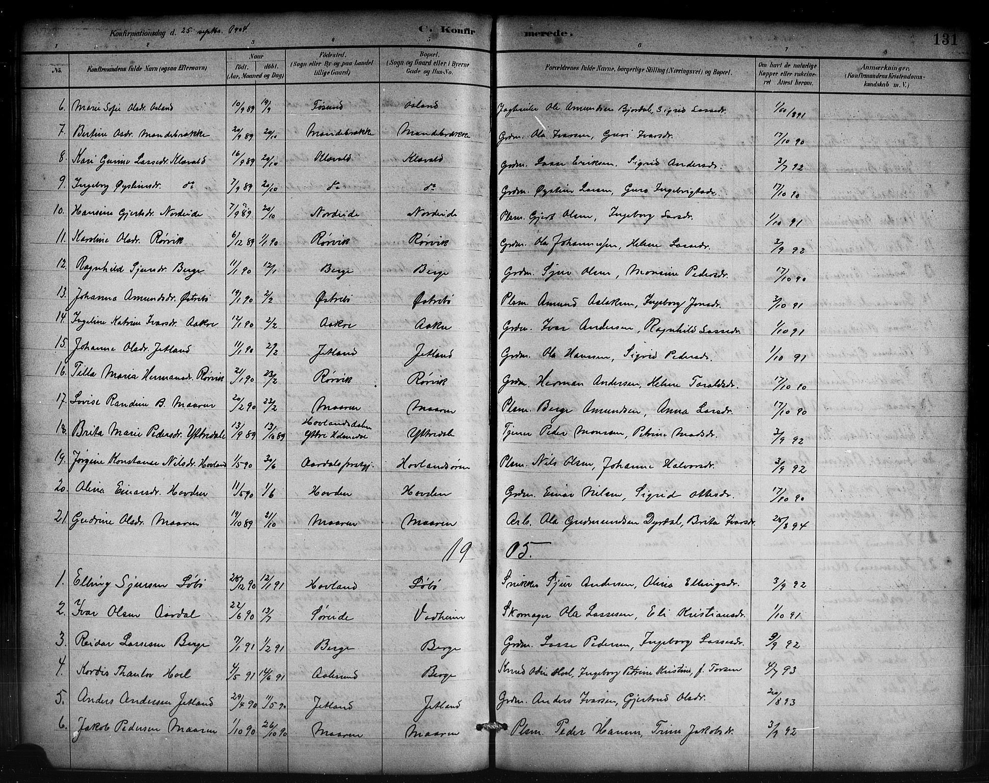 Lavik sokneprestembete, AV/SAB-A-80901: Parish register (copy) no. B 3, 1882-1913, p. 131