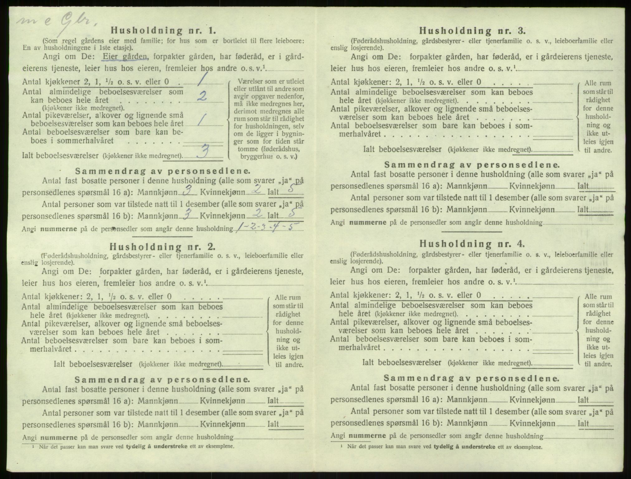 SAB, 1920 census for Modalen, 1920, p. 44