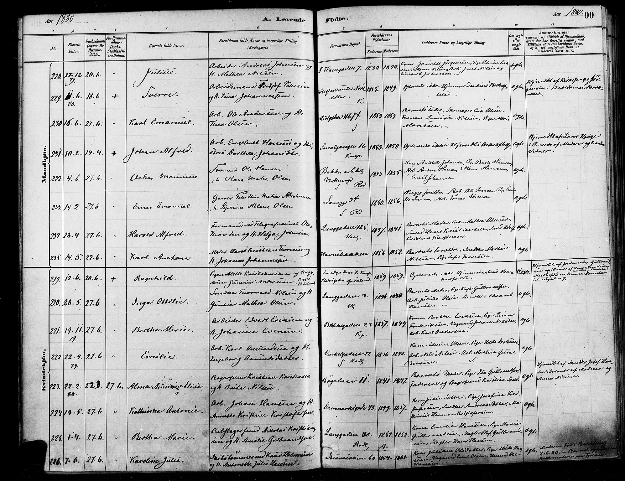 Østre Aker prestekontor Kirkebøker, AV/SAO-A-10840/F/Fa/L0006: Parish register (official) no. I 5, 1879-1882, p. 99