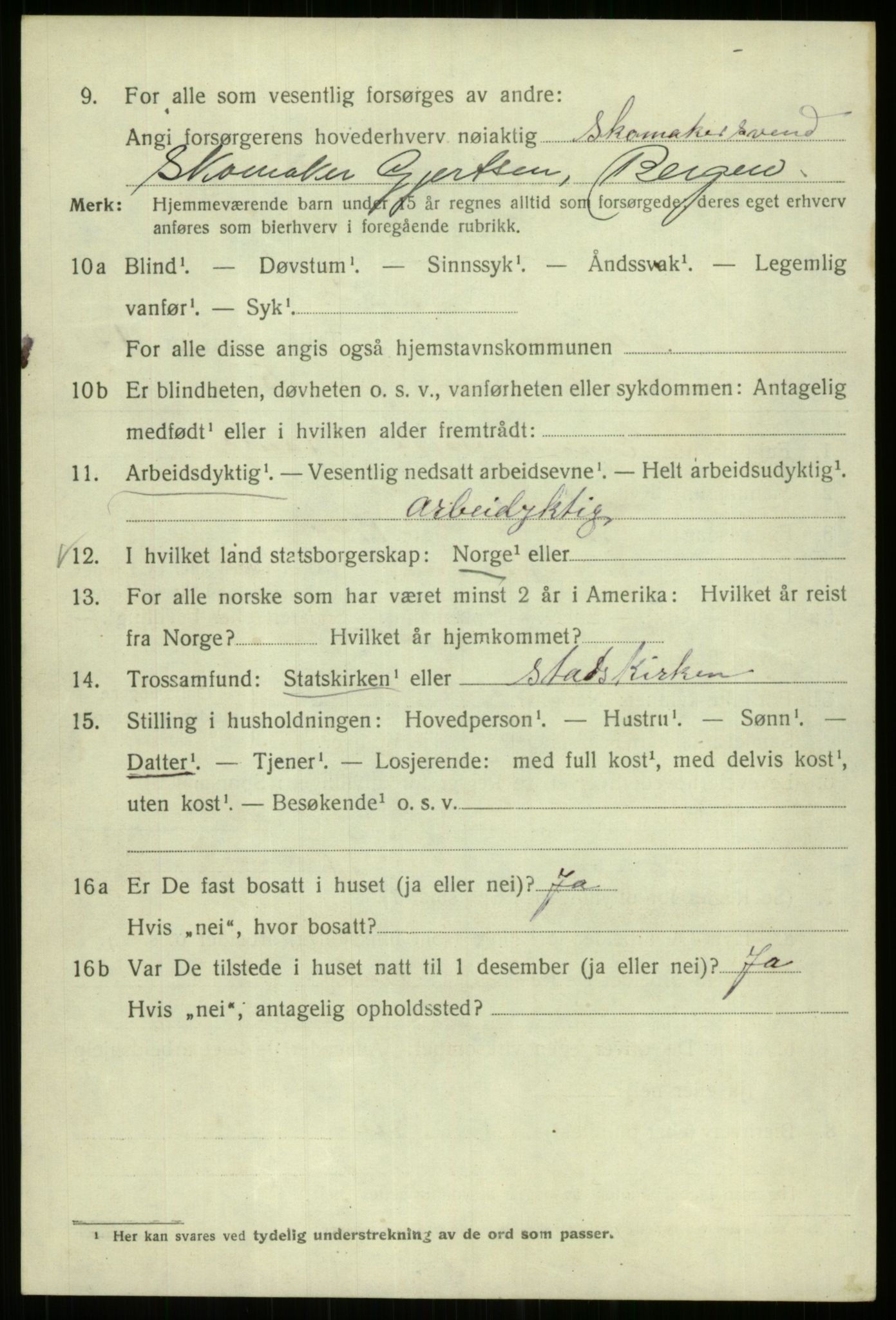 SAB, 1920 census for Bergen, 1920, p. 217767