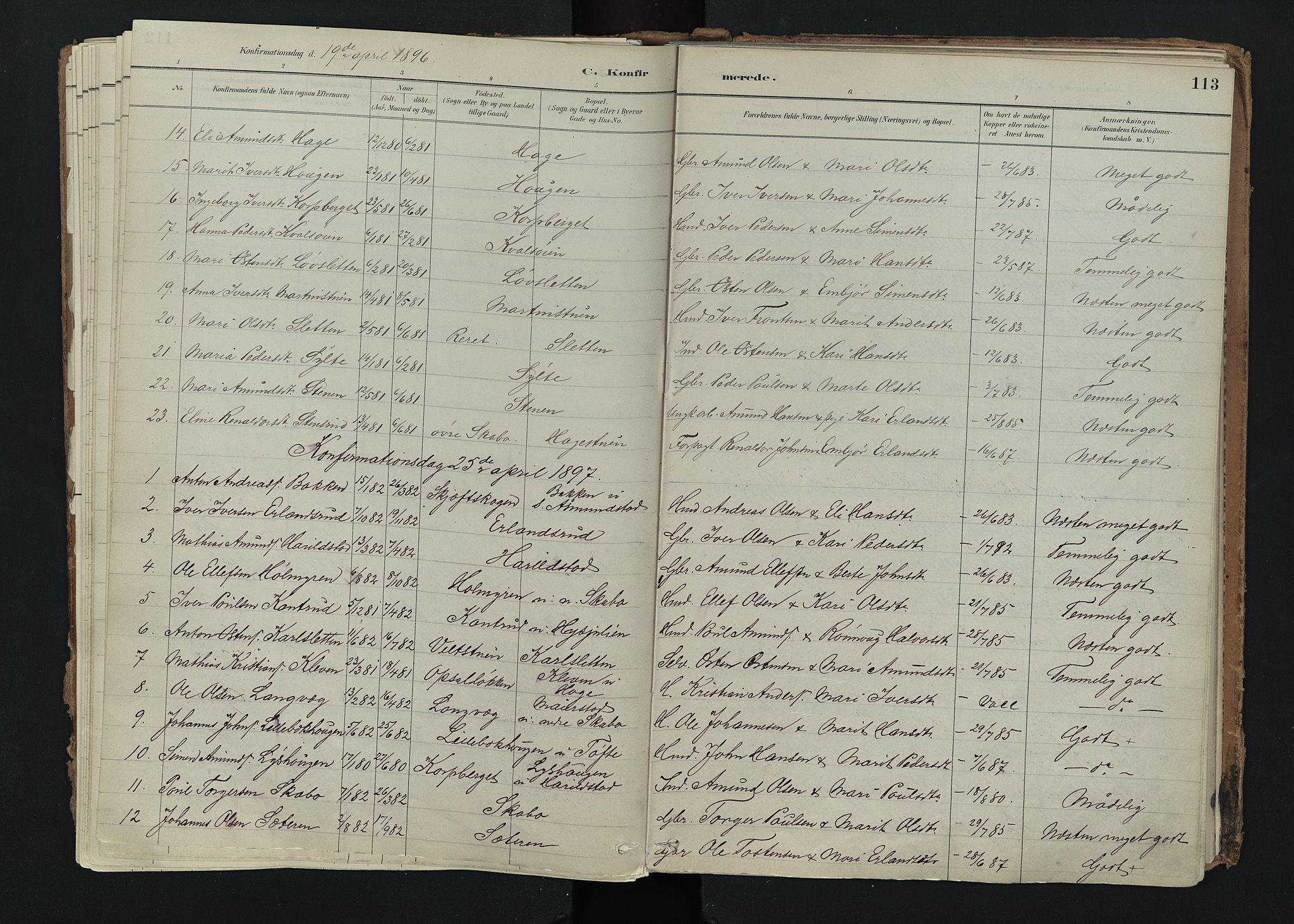 Nord-Fron prestekontor, AV/SAH-PREST-080/H/Ha/Haa/L0005: Parish register (official) no. 5, 1884-1914, p. 113