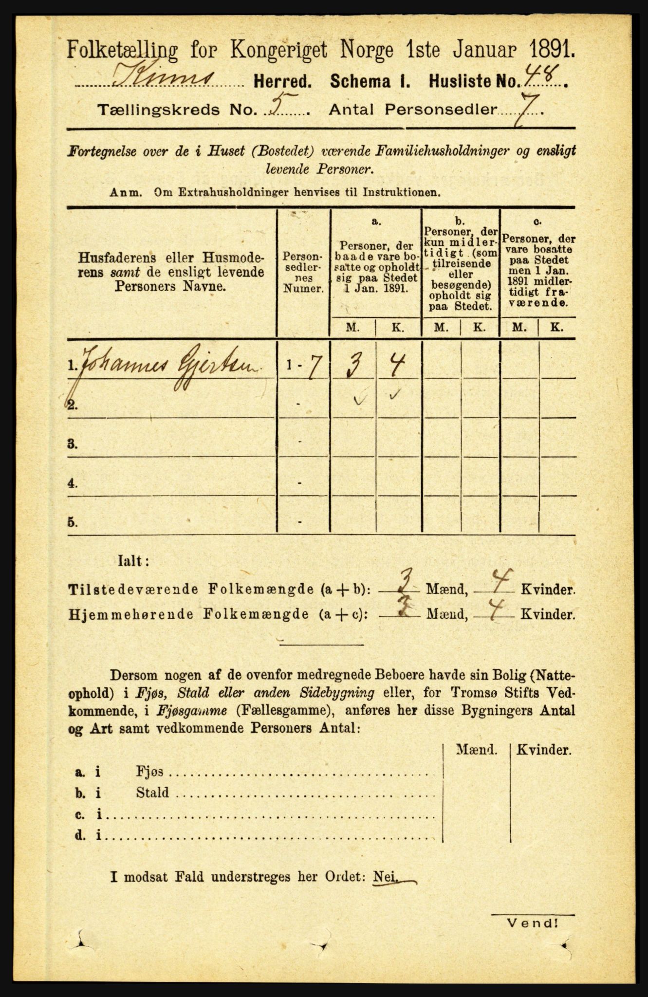 RA, 1891 census for 1437 Kinn, 1891, p. 1787
