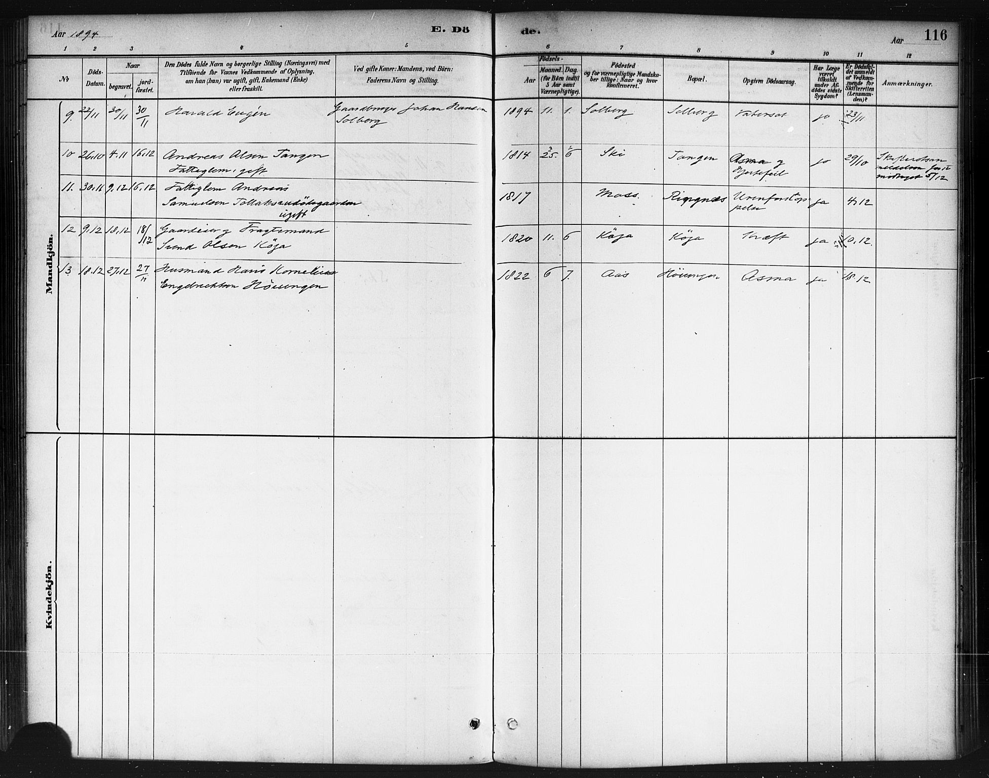 Ås prestekontor Kirkebøker, AV/SAO-A-10894/F/Fb/L0001: Parish register (official) no. II 1, 1881-1895, p. 116