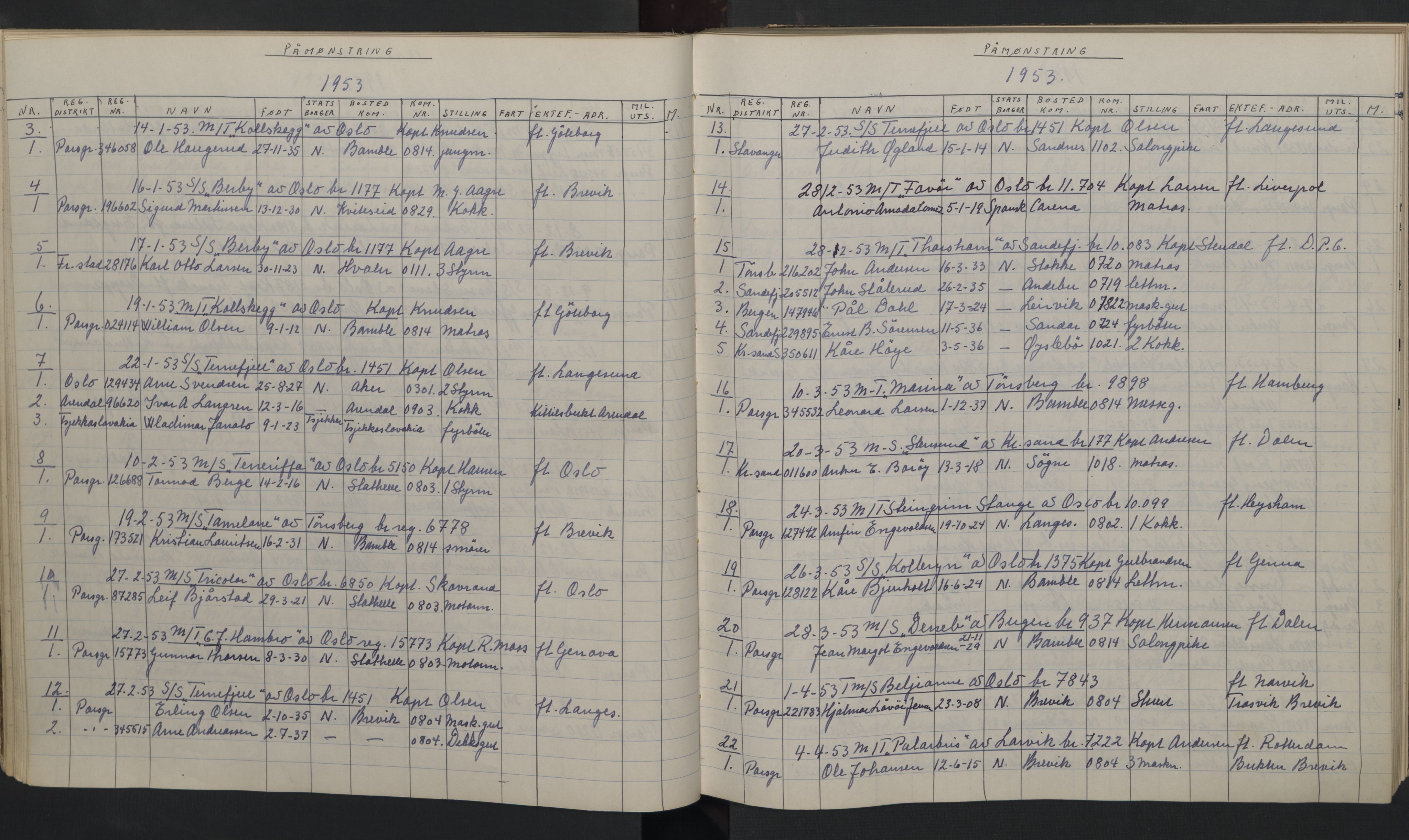 Stathelle hjelpekontorfor sjømannsformidlingen, AV/SAKO-A-834/H/Ha/L0001: Mønstringsjournal, 1949-1959, p. 48-49