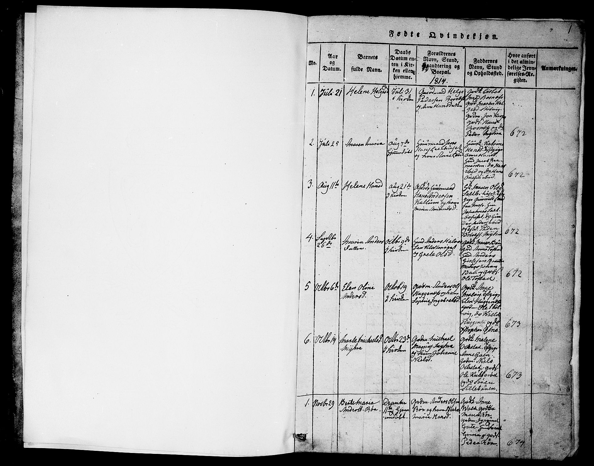 Rygge prestekontor Kirkebøker, AV/SAO-A-10084b/G/Ga/L0001: Parish register (copy) no. 1, 1814-1871, p. 0-1