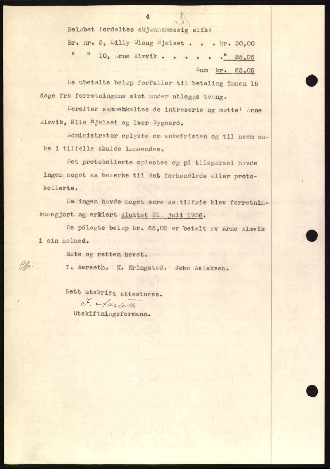 Romsdal sorenskriveri, SAT/A-4149/1/2/2C: Mortgage book no. A2, 1936-1937, Diary no: : 2672/1936