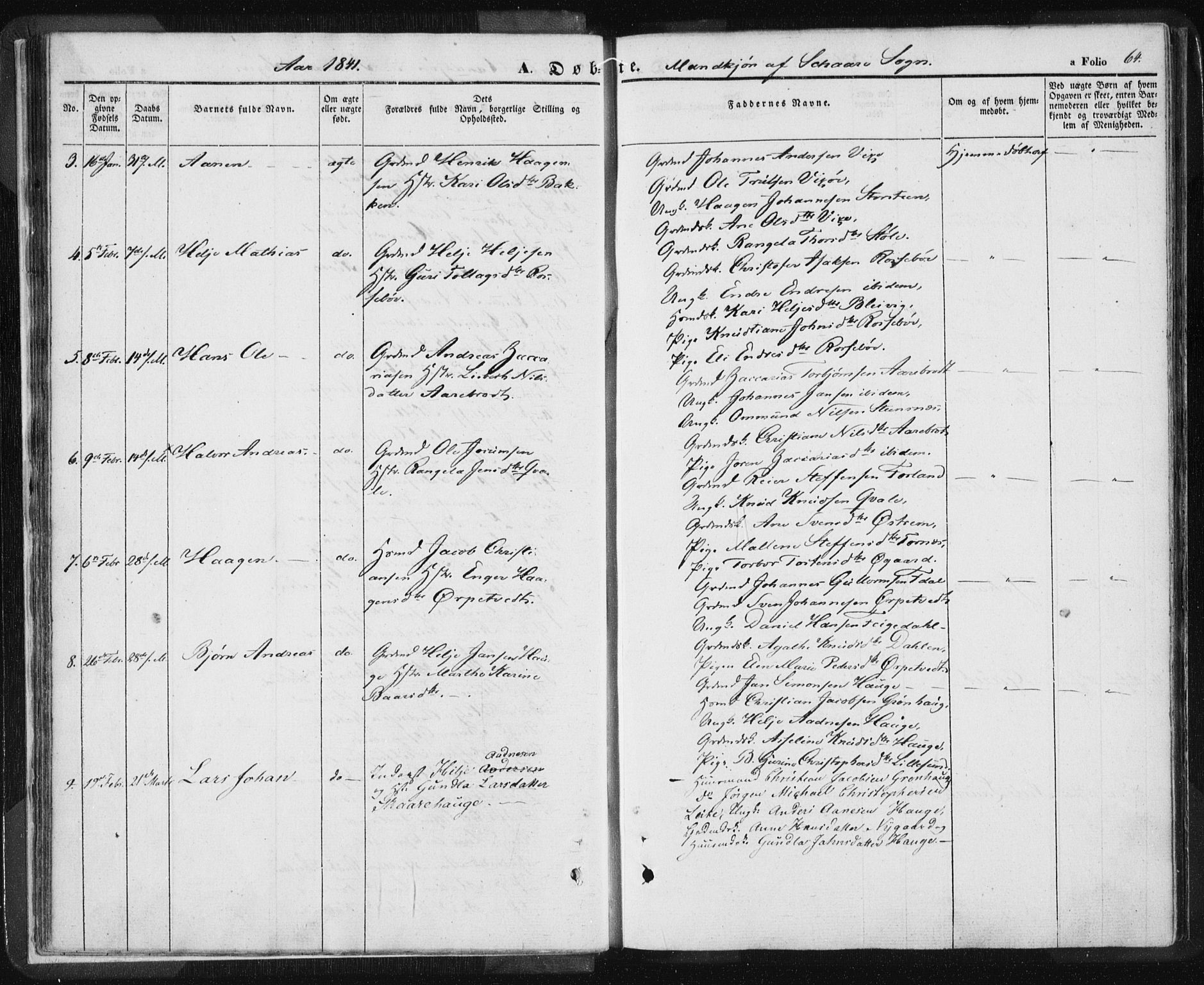 Torvastad sokneprestkontor, AV/SAST-A -101857/H/Ha/Haa/L0006: Parish register (official) no. A 6, 1836-1847, p. 64