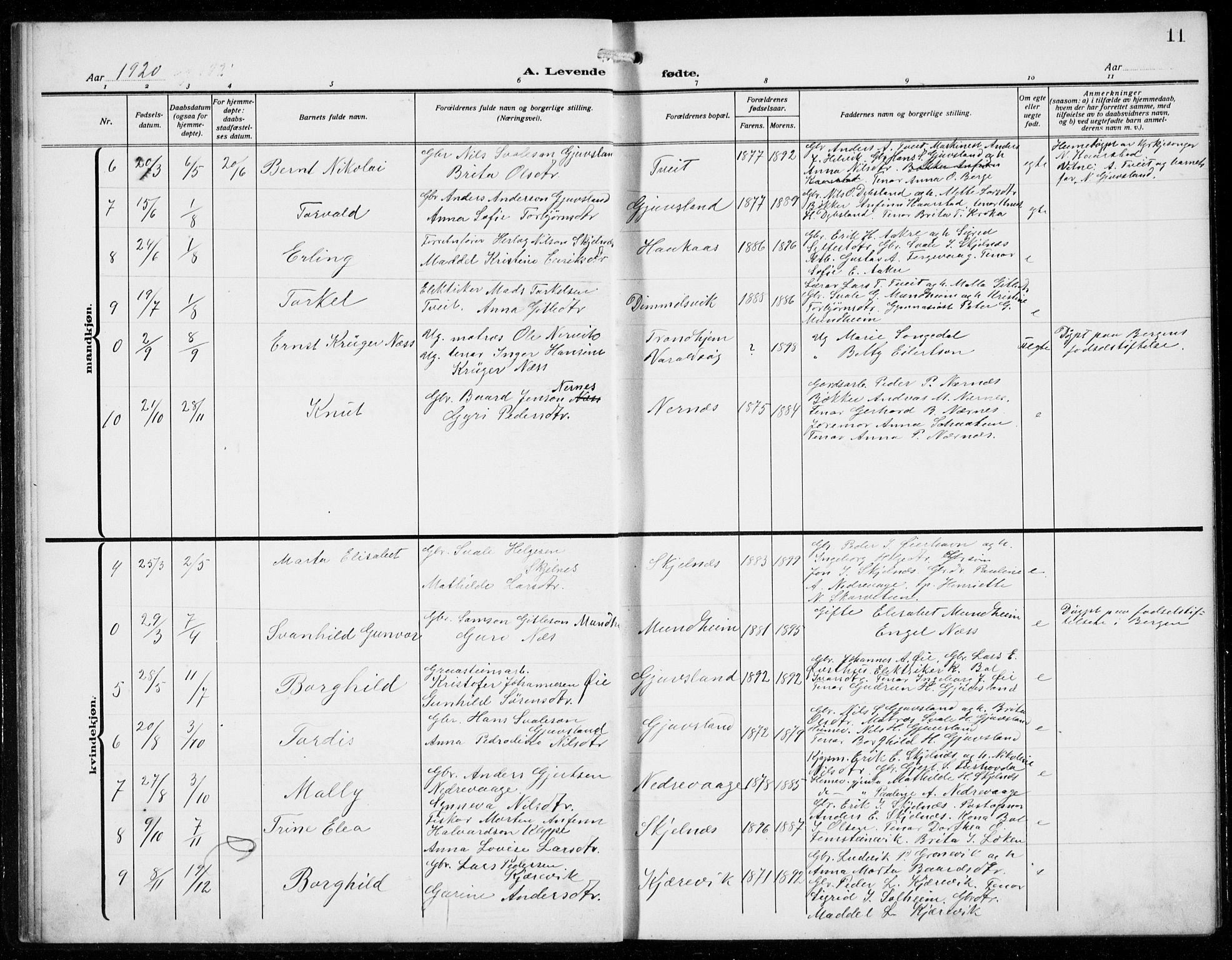 Strandebarm sokneprestembete, AV/SAB-A-78401/H/Hab: Parish register (copy) no. C  2, 1914-1935, p. 11