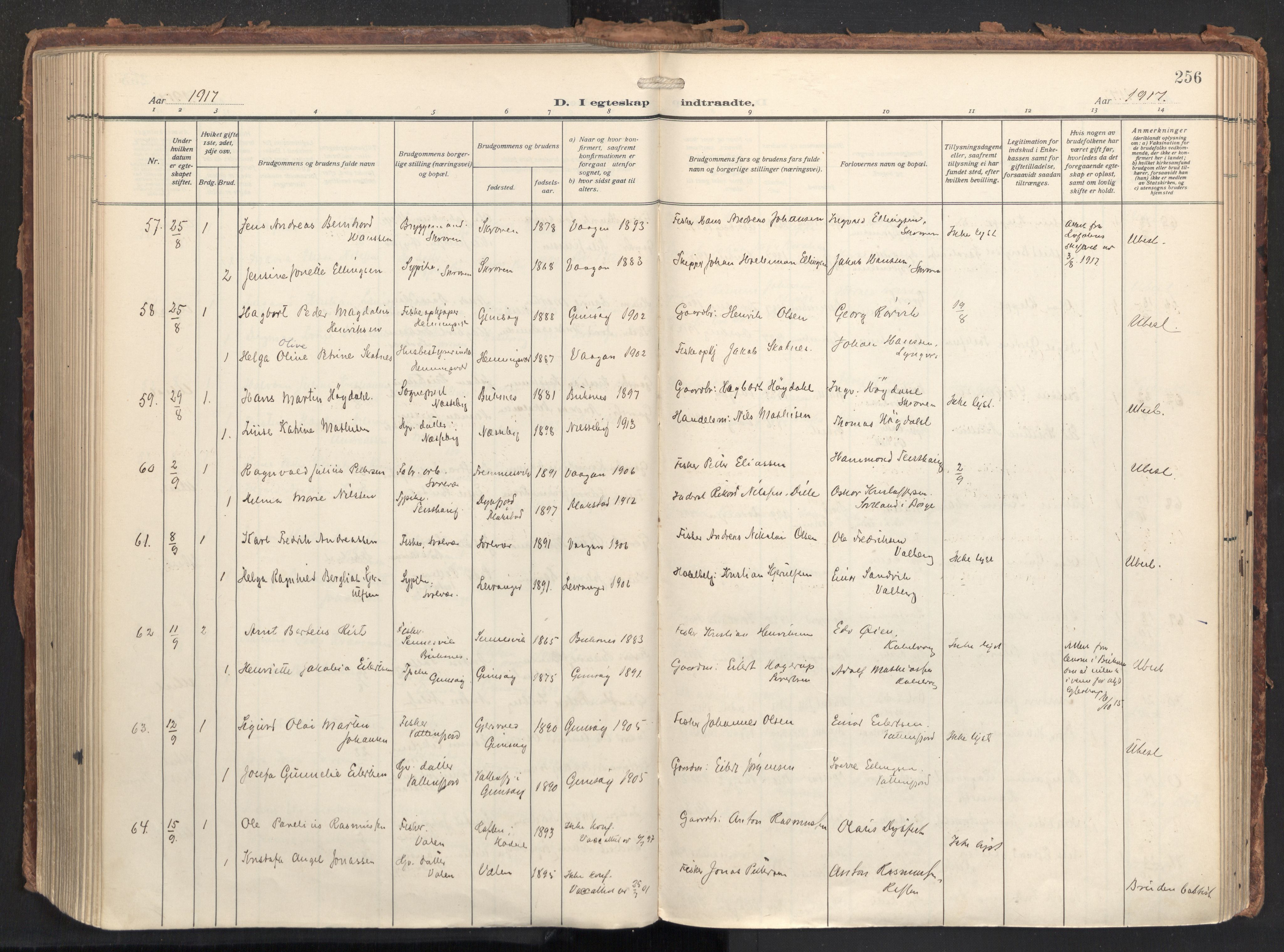 Ministerialprotokoller, klokkerbøker og fødselsregistre - Nordland, SAT/A-1459/874/L1064: Parish register (official) no. 874A08, 1915-1926, p. 256