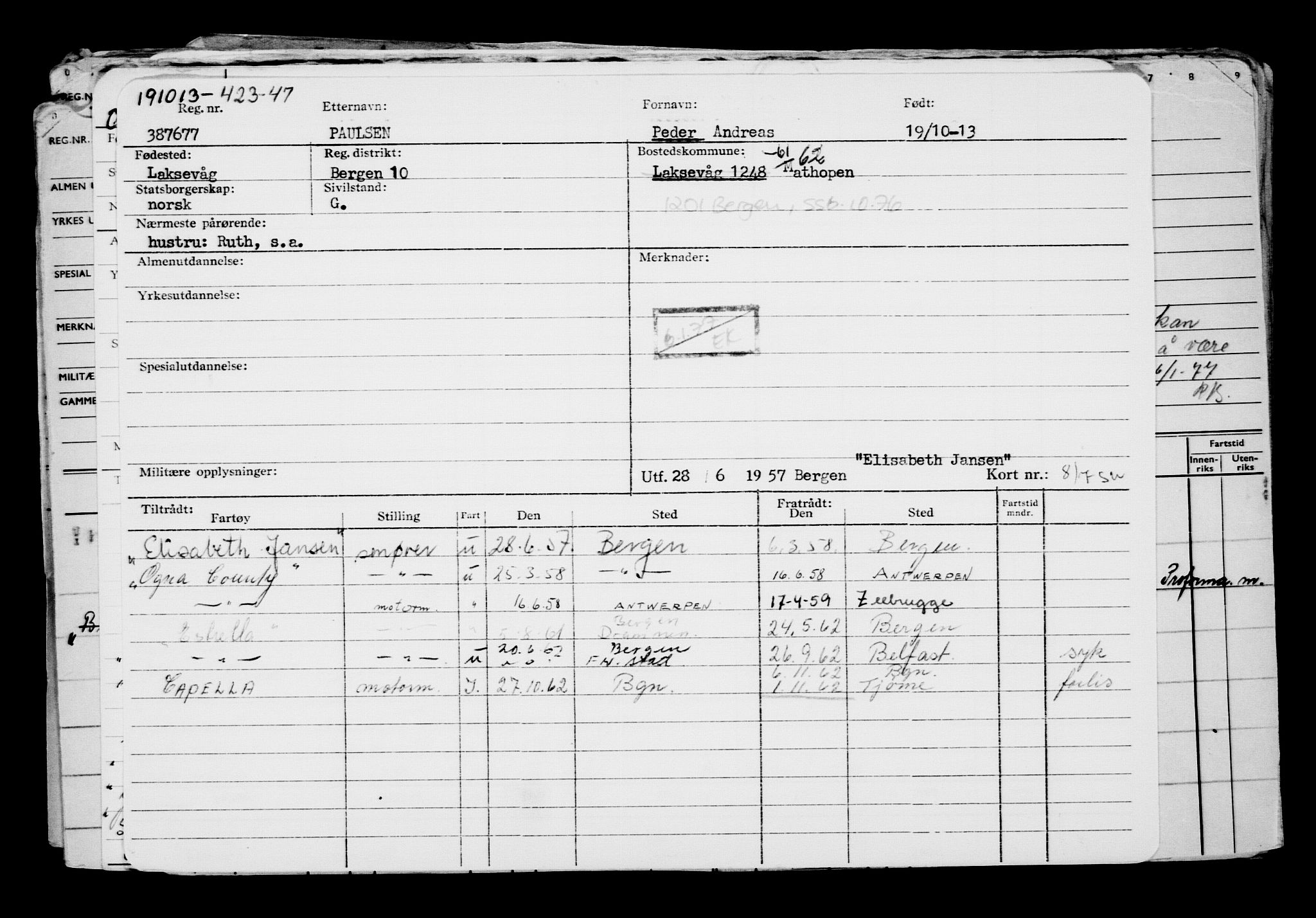 Direktoratet for sjømenn, AV/RA-S-3545/G/Gb/L0116: Hovedkort, 1913, p. 135