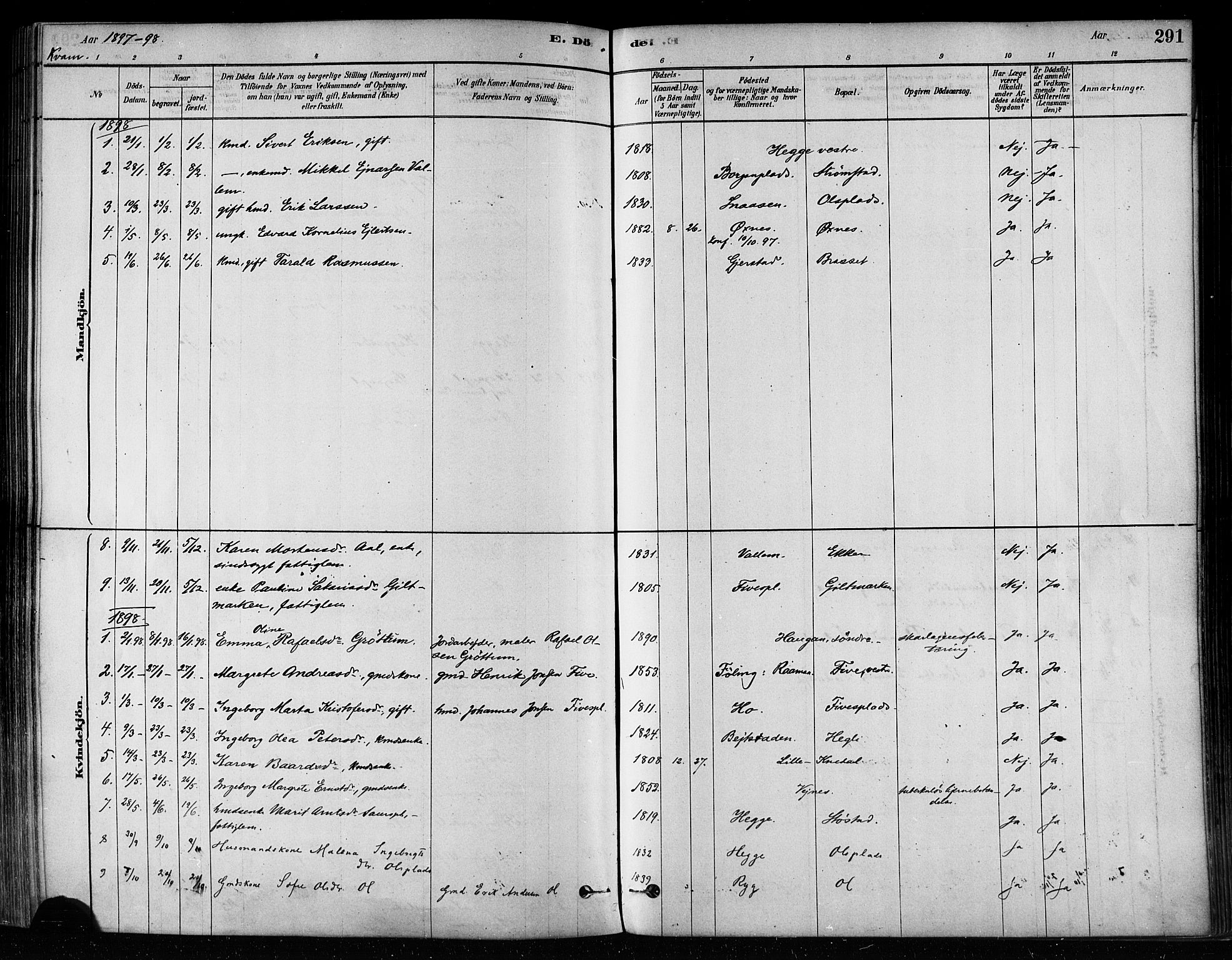 Ministerialprotokoller, klokkerbøker og fødselsregistre - Nord-Trøndelag, SAT/A-1458/746/L0449: Parish register (official) no. 746A07 /2, 1878-1899, p. 291