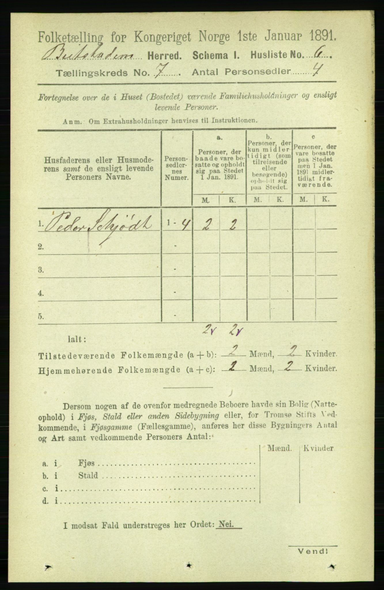 RA, 1891 census for 1727 Beitstad, 1891, p. 1681