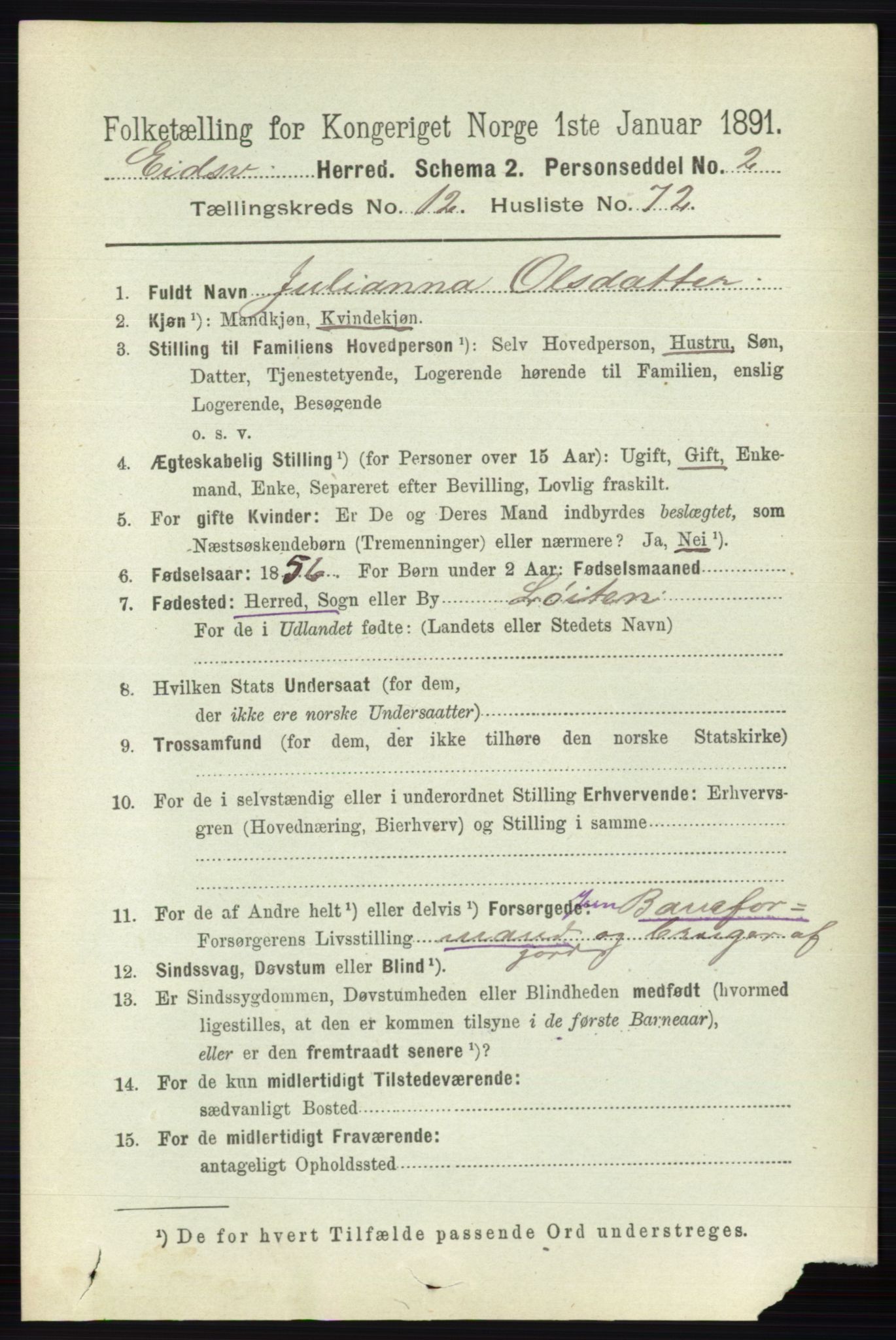 RA, 1891 census for 0237 Eidsvoll, 1891, p. 8927