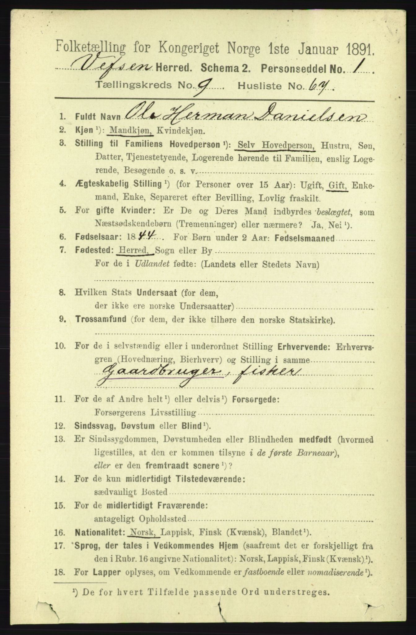 RA, 1891 census for 1824 Vefsn, 1891, p. 5129