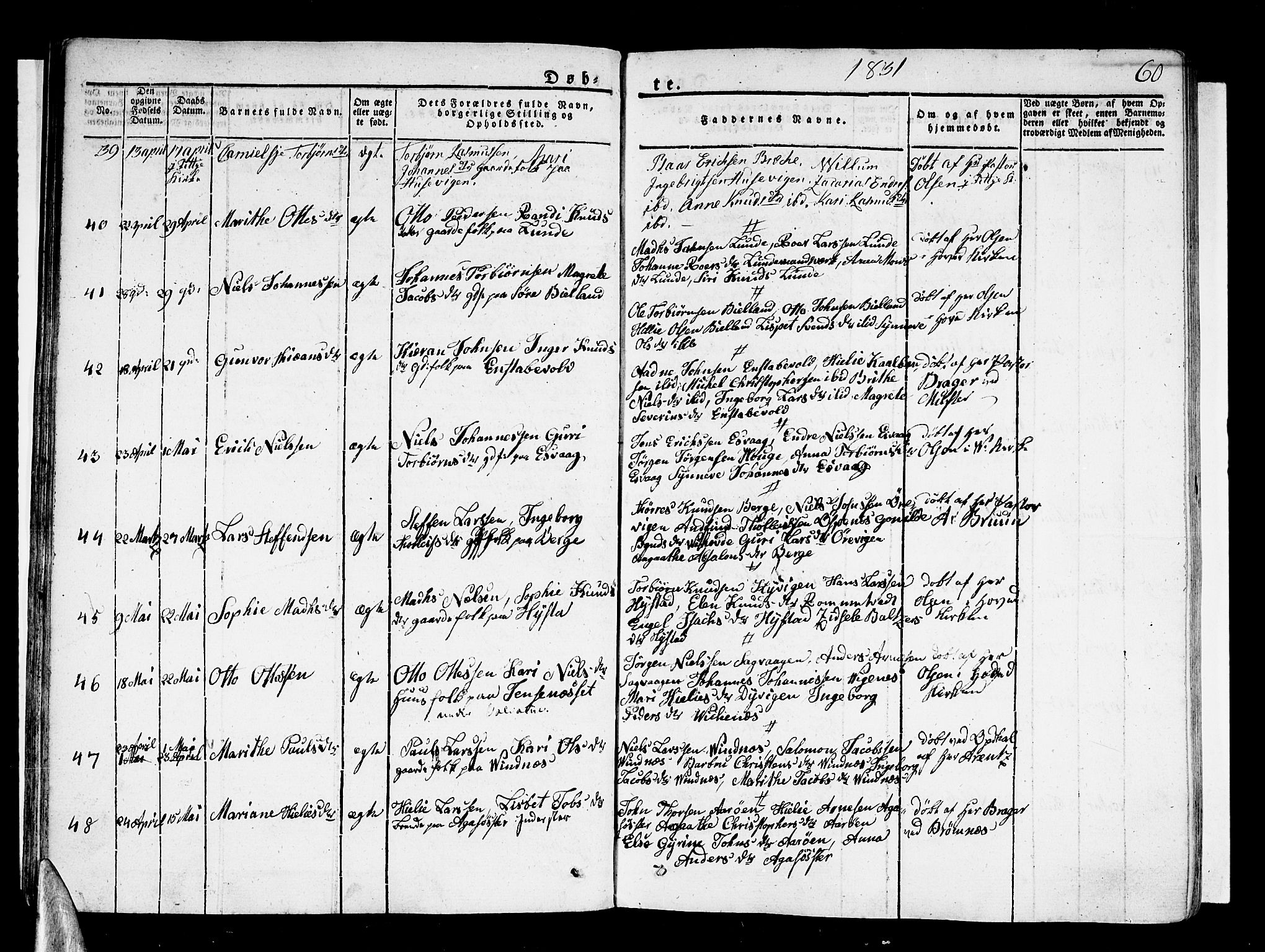 Stord sokneprestembete, AV/SAB-A-78201/H/Haa: Parish register (official) no. A 6, 1826-1840, p. 60