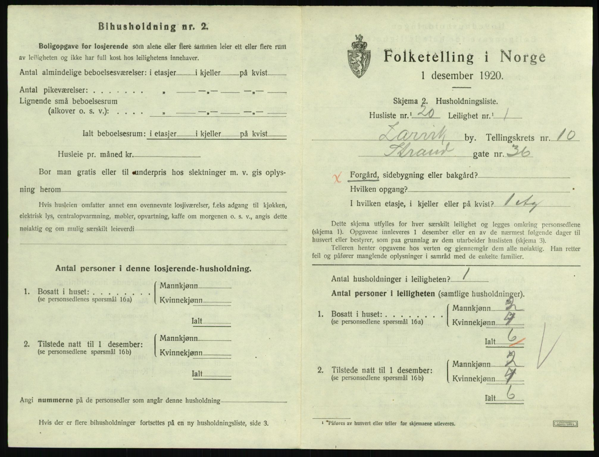 SAKO, 1920 census for Larvik, 1920, p. 7550