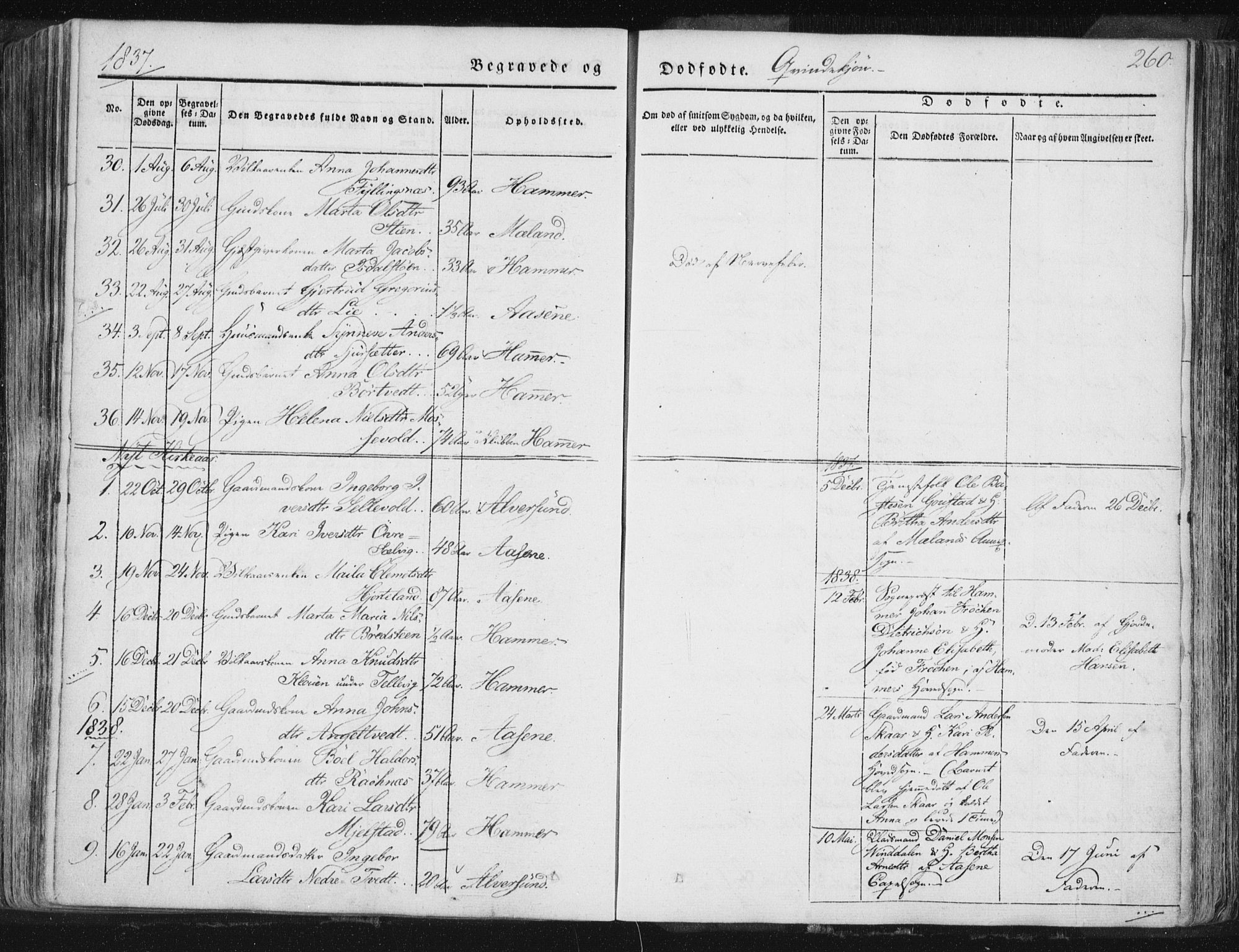 Hamre sokneprestembete, AV/SAB-A-75501/H/Ha/Haa/Haaa/L0012: Parish register (official) no. A 12, 1834-1845, p. 260