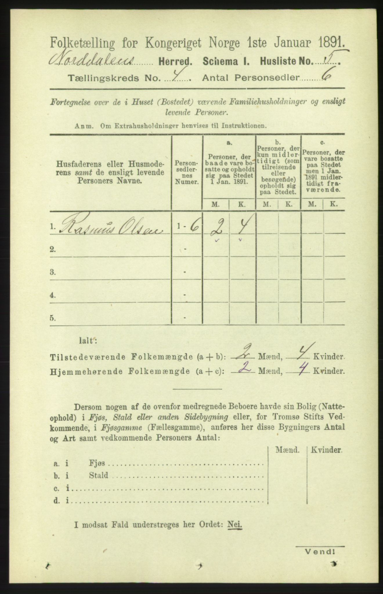 RA, 1891 census for 1524 Norddal, 1891, p. 754