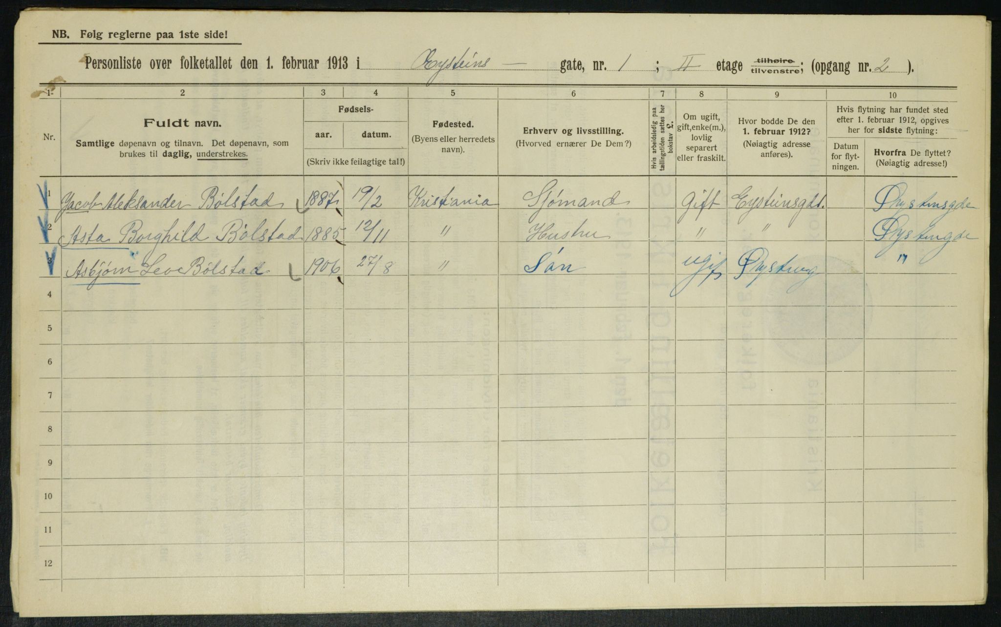 OBA, Municipal Census 1913 for Kristiania, 1913, p. 130180