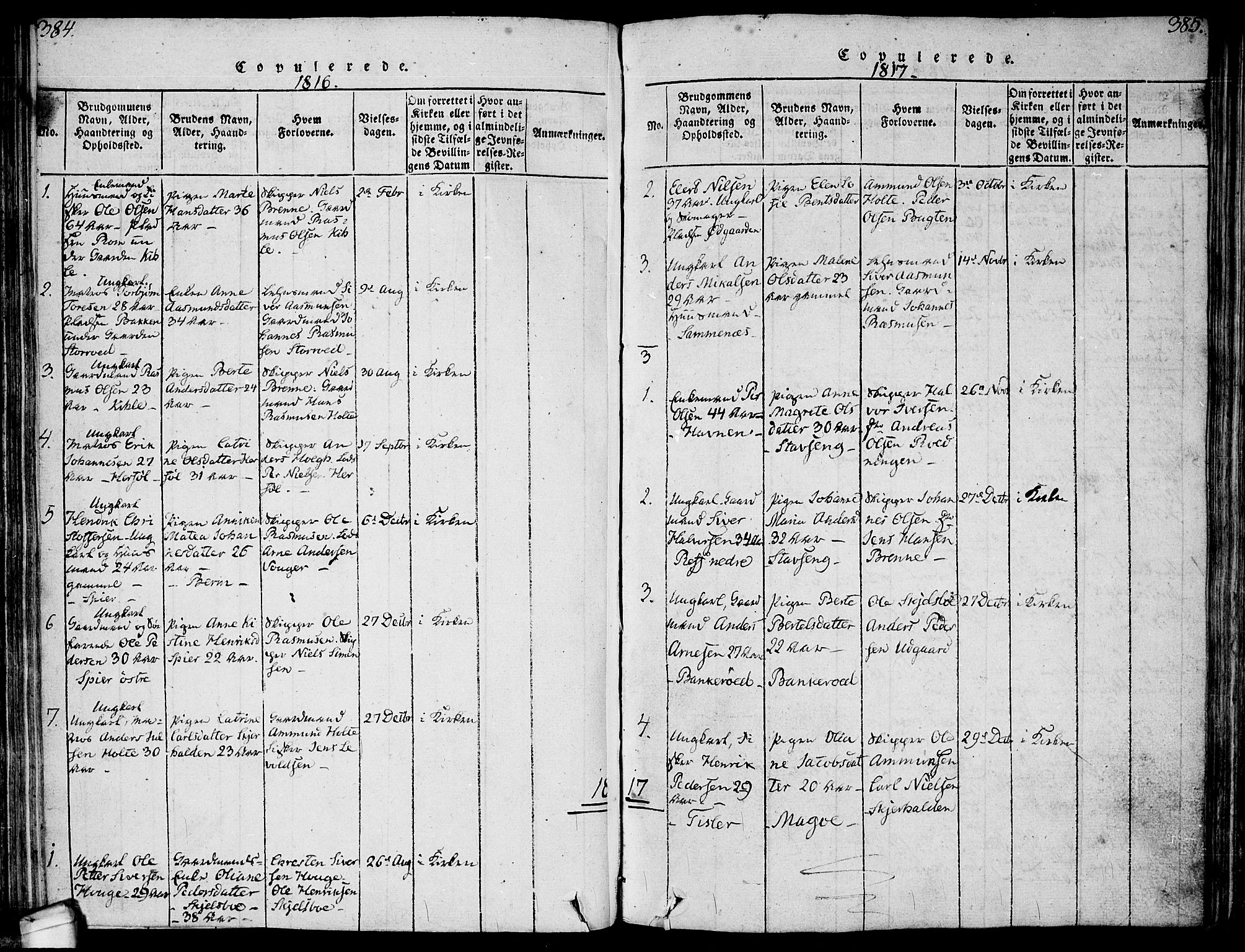 Hvaler prestekontor Kirkebøker, SAO/A-2001/F/Fa/L0005: Parish register (official) no. I 5, 1816-1845, p. 384-385