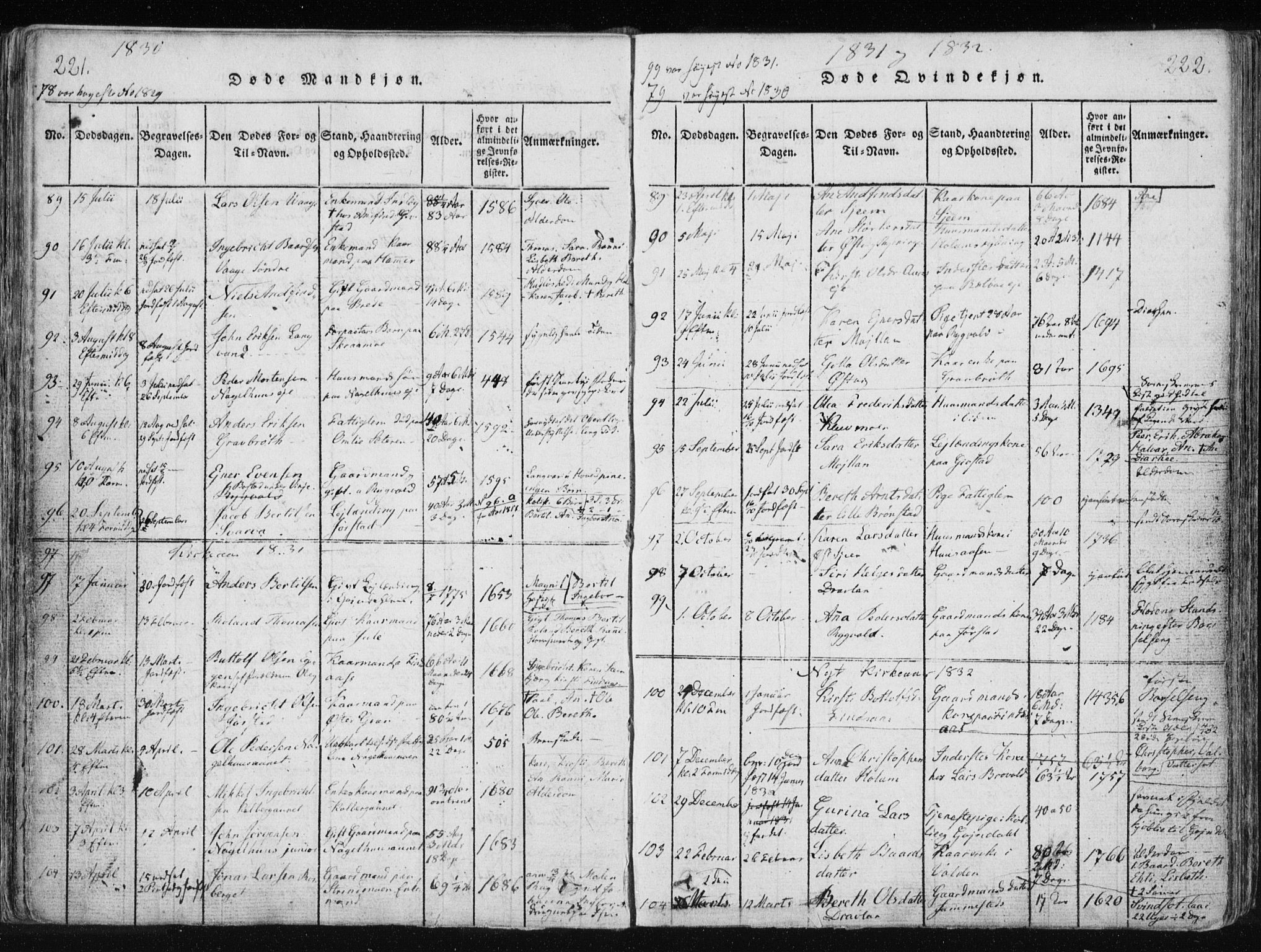 Ministerialprotokoller, klokkerbøker og fødselsregistre - Nord-Trøndelag, SAT/A-1458/749/L0469: Parish register (official) no. 749A03, 1817-1857, p. 221-222