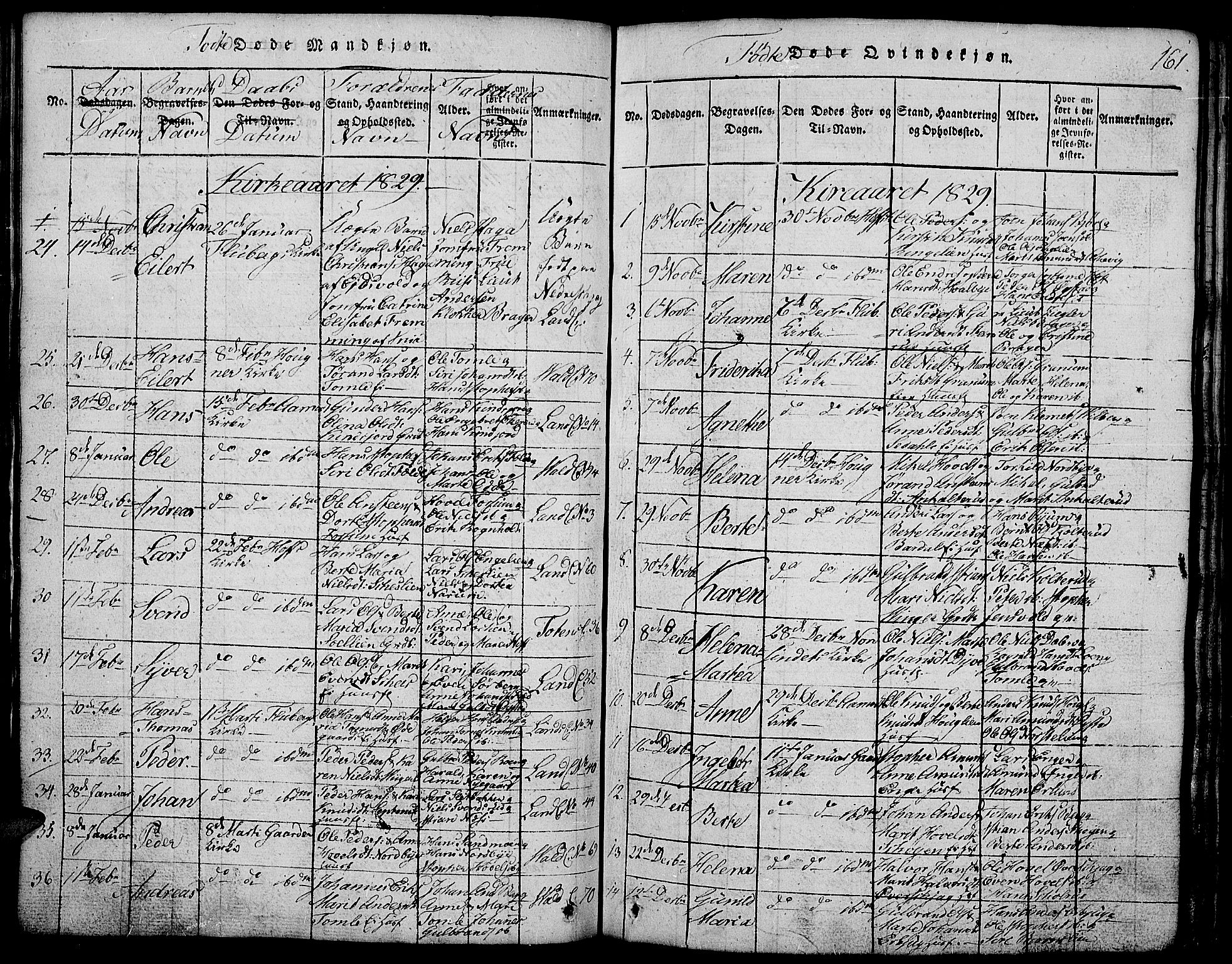 Land prestekontor, AV/SAH-PREST-120/H/Ha/Hab/L0001: Parish register (copy) no. 1, 1814-1833, p. 161