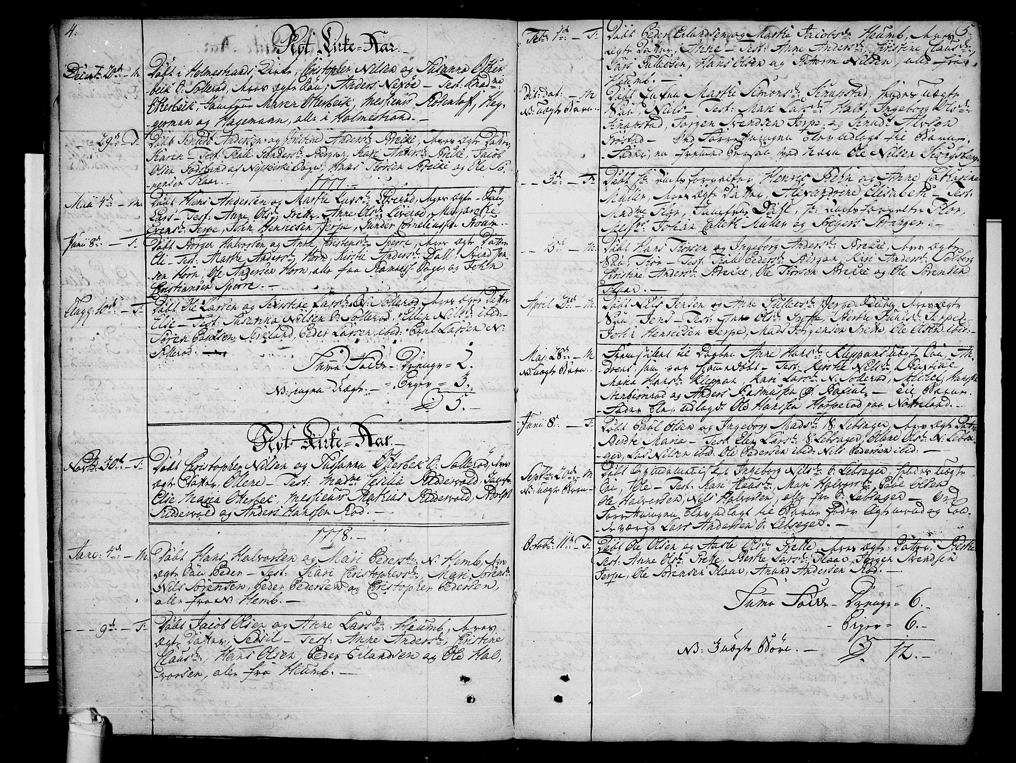 Våle kirkebøker, SAKO/A-334/F/Fb/L0001: Parish register (official) no. II 1, 1774-1814, p. 4-5