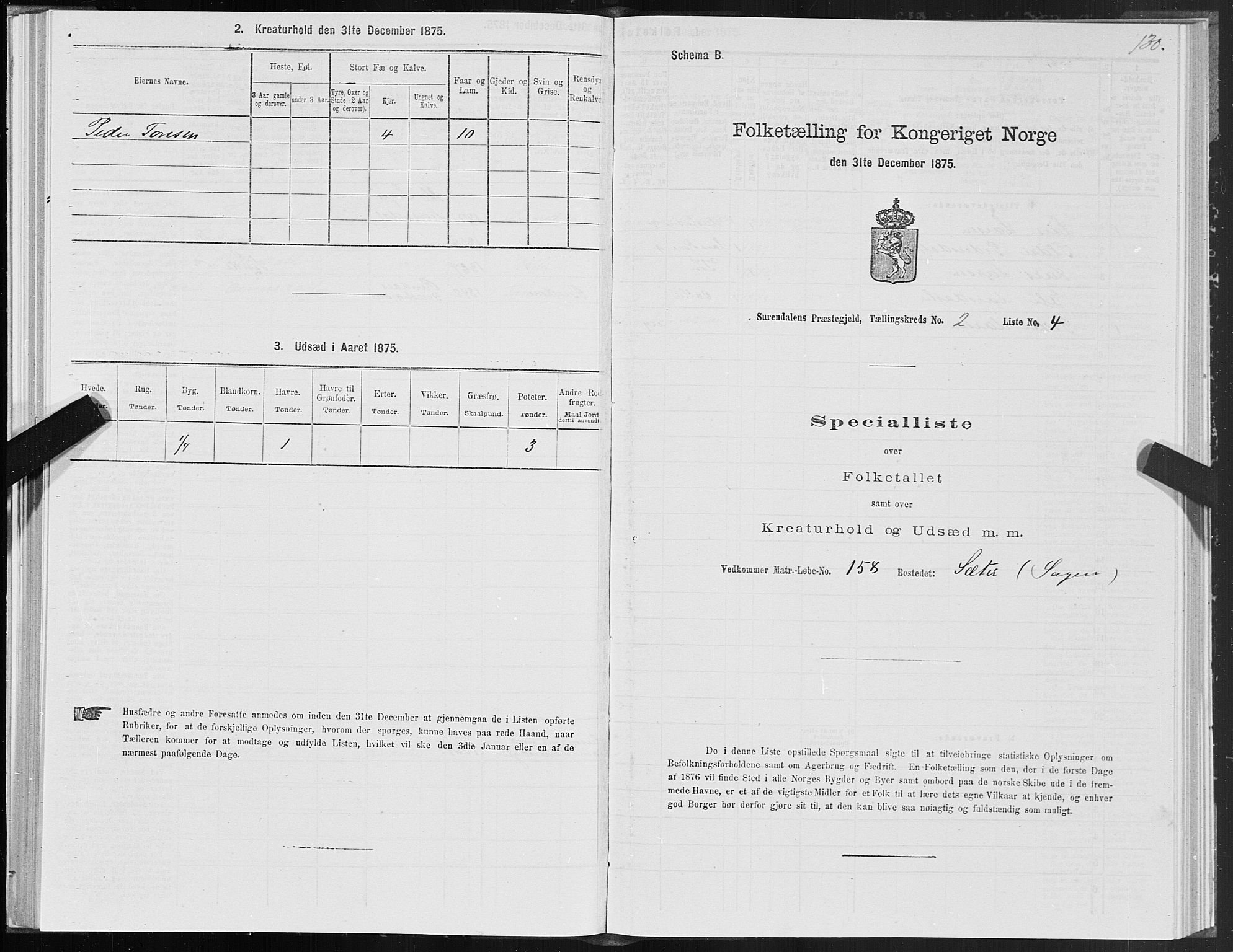 SAT, 1875 census for 1566P Surnadal, 1875, p. 1130