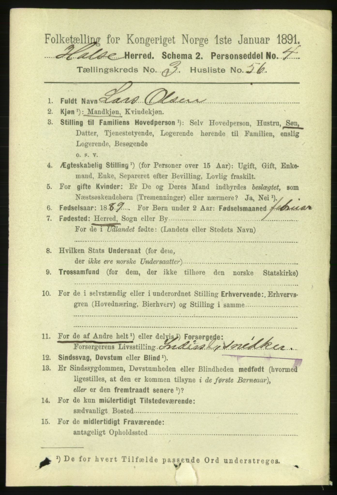 RA, 1891 census for 1571 Halsa, 1891, p. 935