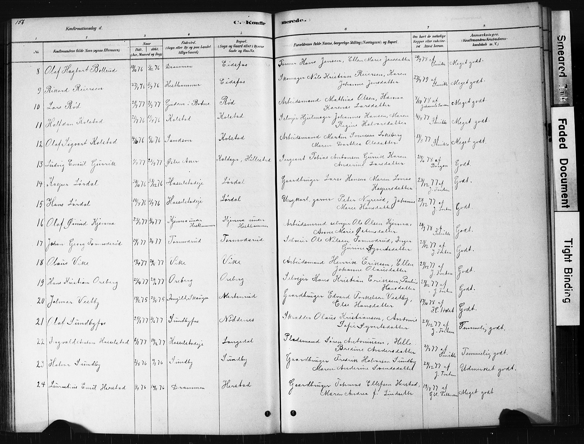 Hof kirkebøker, AV/SAKO-A-64/G/Ga/L0004: Parish register (copy) no. I 4, 1878-1930, p. 157