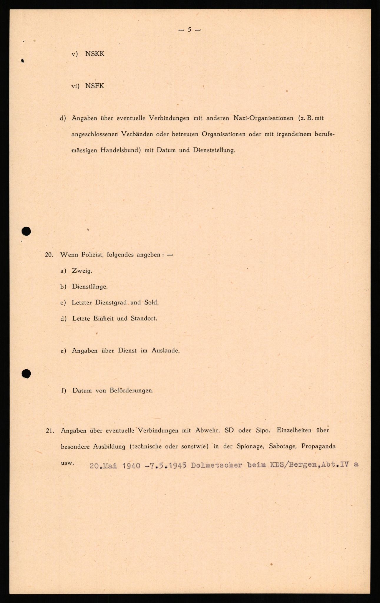 Forsvaret, Forsvarets overkommando II, AV/RA-RAFA-3915/D/Db/L0019: CI Questionaires. Tyske okkupasjonsstyrker i Norge. Tyskere., 1945-1946, p. 506