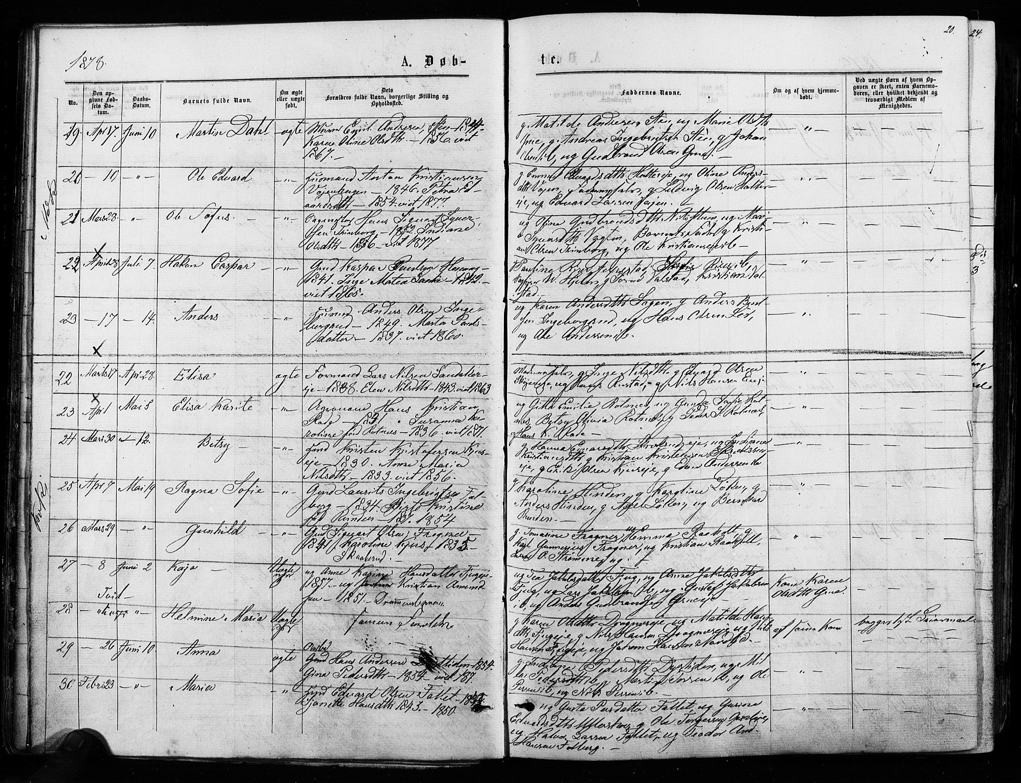 Nes prestekontor Kirkebøker, SAO/A-10410/F/Fa/L0009: Parish register (official) no. I 9, 1875-1882, p. 20